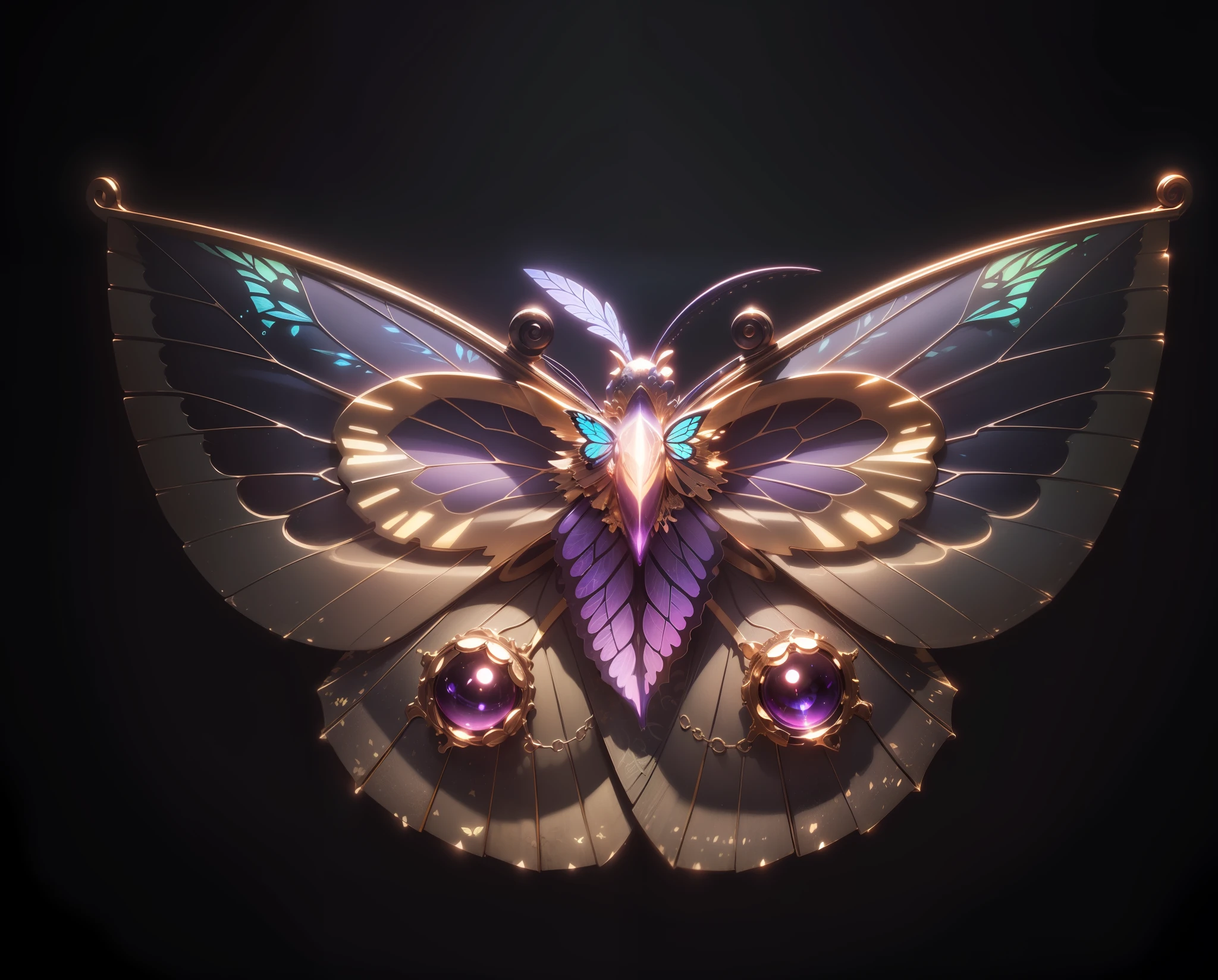 Masterpiece, best quality, (very detailed CG unified 8k wallpaper), (best quality), (best illustration), (best shadow), glow, (natural elements), butterfly, metallic, purple atmosphere --auto --s2