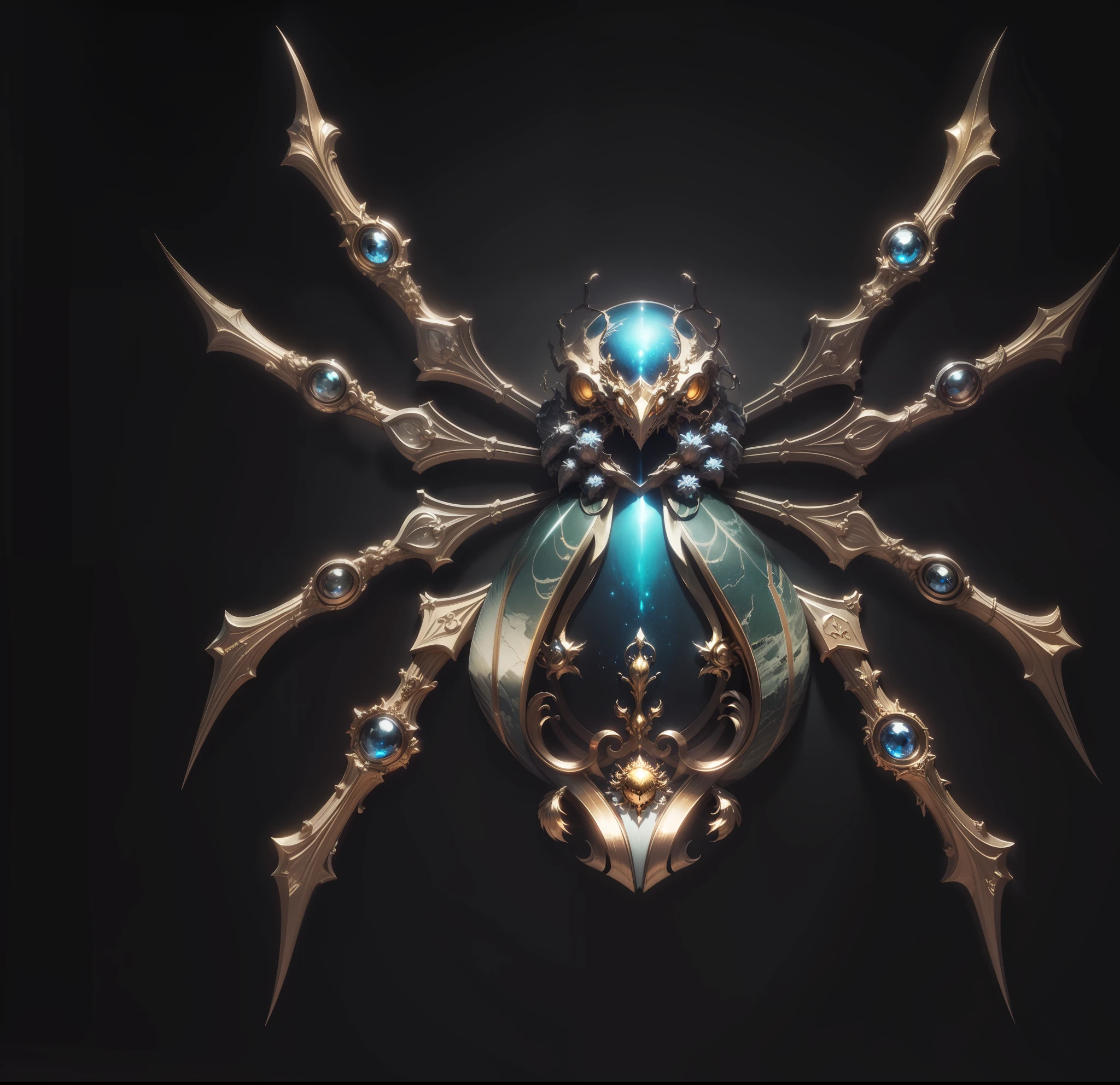 Masterpiece, best quality, (very detailed CG unified 8k wallpaper), (best quality), (best illustration), (best shadow), spider, coat of arms, golden spider, clear lines, --auto --s2