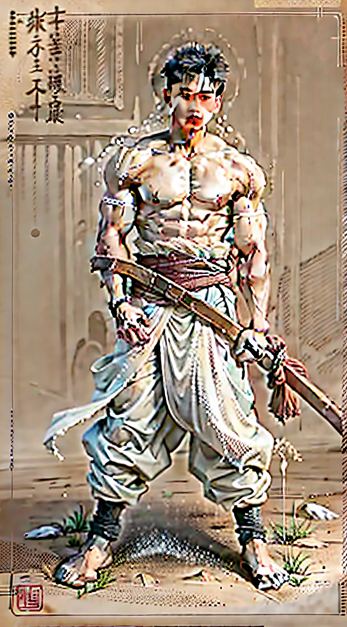 Wu Zhengbin: A masculine soldier,The left hand is extended diagonally on the side,Place your right hand on your abdomen,There are eight complete abs,The legs are also bent at will,Only a white bath towel was wrapped around his waist,And he still has undried droplets of water on him。With the frequency of Wu Zhengbin's breathing,The streamlined muscle lines on his body are also constantly undulating