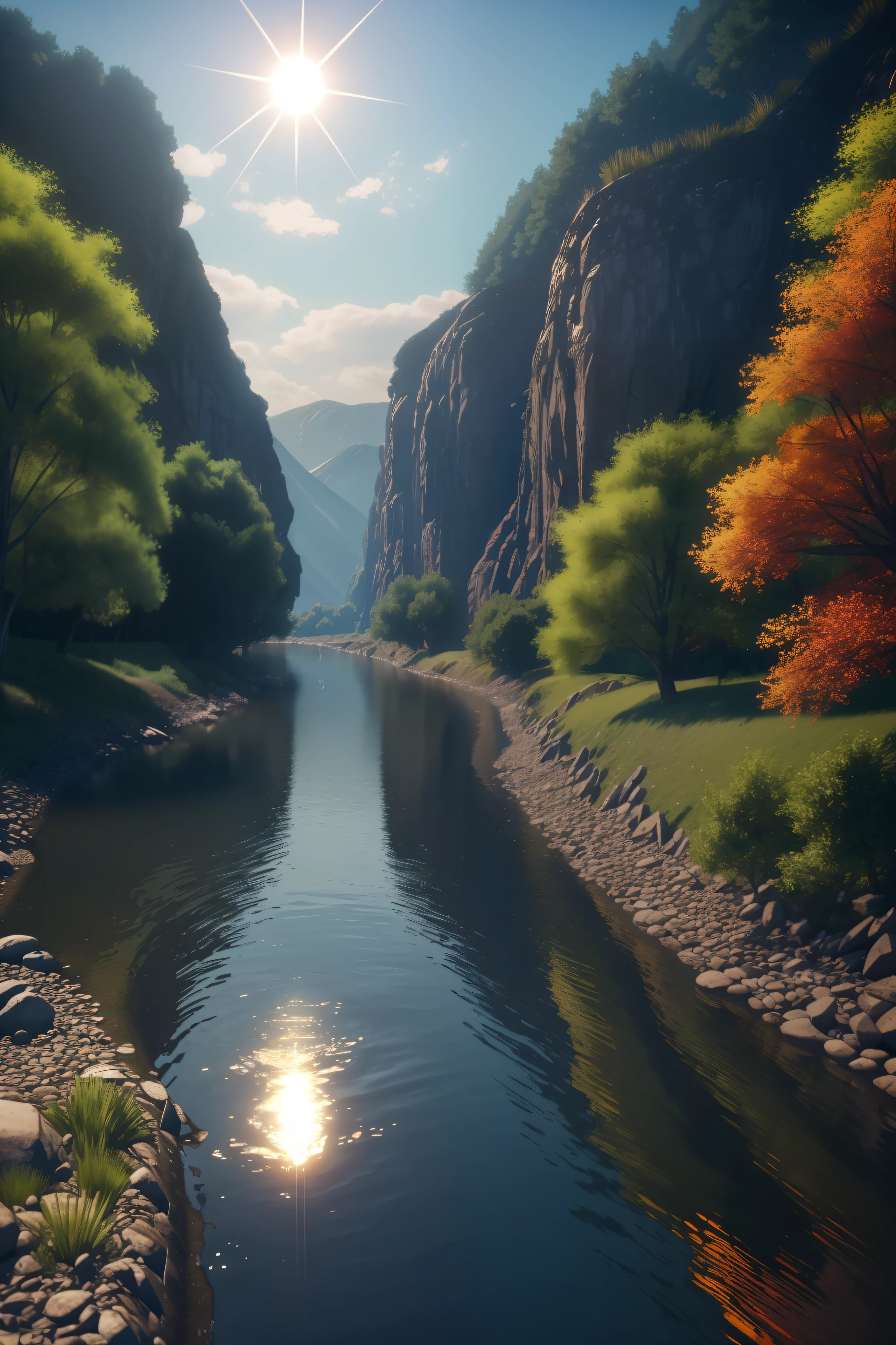 (Our lives are the rivers, que van a dar a la mar, que es el morir), dream, personajes reflexivos, Pintura digital ultra realista , brillos tornasolados, efectos 3D, Ultra HD, obra de arte, Mano con cinco dedos, Anatomically correct ,cinematic lighting