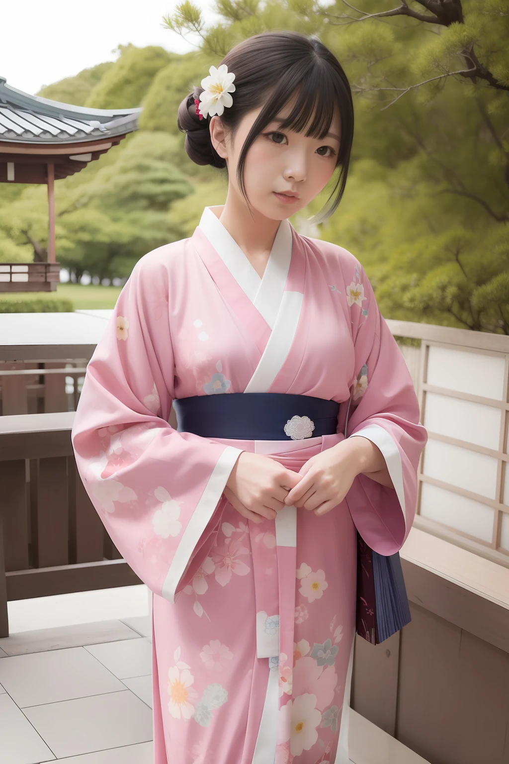 Ala Fed image of woman in kimono dress holding book, pale and coloured kimono, inspired by Takehisa Yumeji, in a kimono, inspired by Itō Shinsui, In a Japanese anime style, inspired by Nishikawa Sukenobu, japanese cartoon style, inspired by Kusumi Morikage, japanese animation style