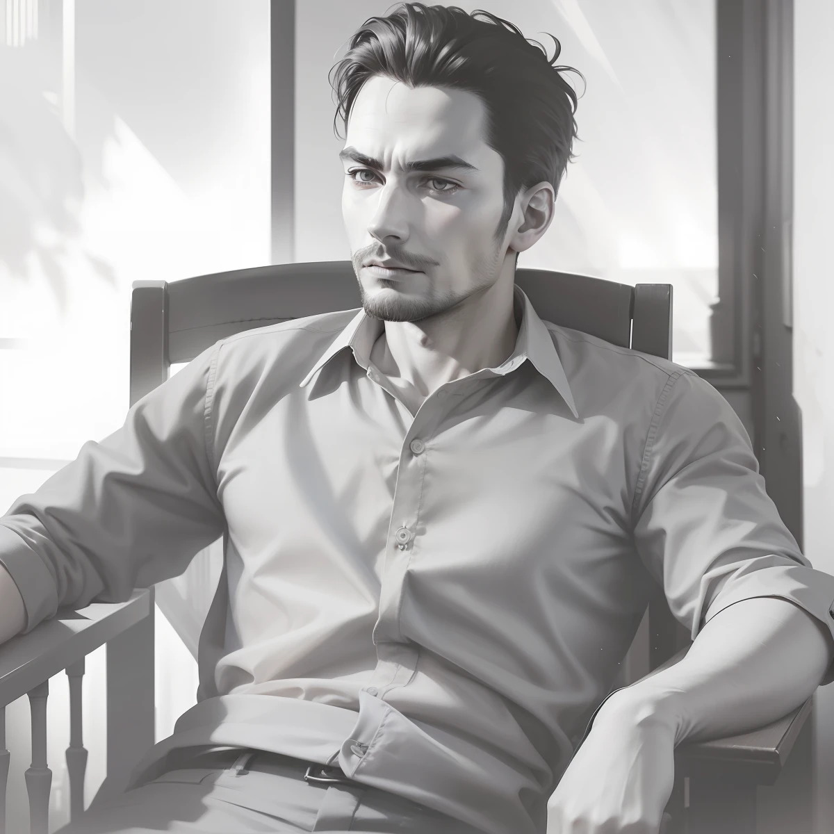 a man sit, portrait, ultra details, high quality