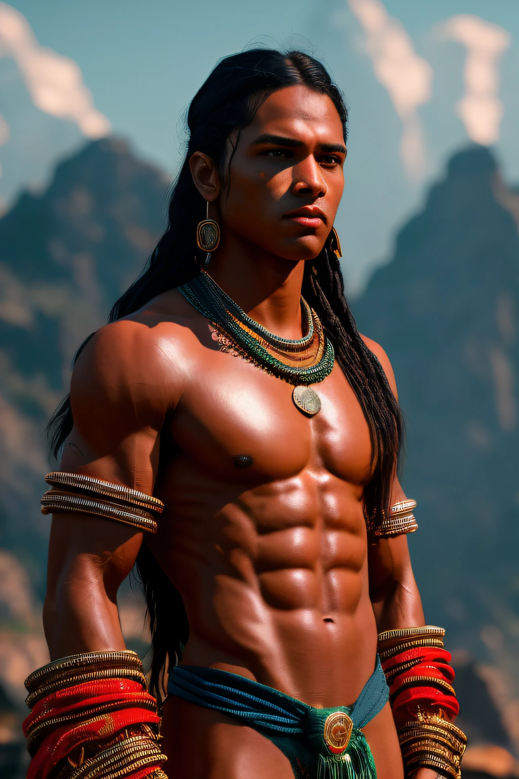 man mermaid merman beautiful native indian south america, traditional clothing, bright green eyes, lean muscular body, full body, long silky black hair, silky skin, model standing inside a fleet ((thin, small)), photorealistic, photography, main piece, realistic, realism, photorealism, high contrast, photorealistic digital art trend in Artstation 8k HD high definition detailed realistic, detailed, skin texture, hyper detailed, realistic skin texture, armor, best quality, ultra high resolution , (Photorealistic: 1.4), High Res, Detailed, Raw Shot, Sharp Re, by Lee Jeffries Nikon Film D850 Film 4 Kodak Portra 400 F1.6 Camera Lens Rich Colors Realistic Texture Realistic Dramatic Lighting Realistic Hyper Realistic Unreal Engine Trending at Cinestill artstation 800