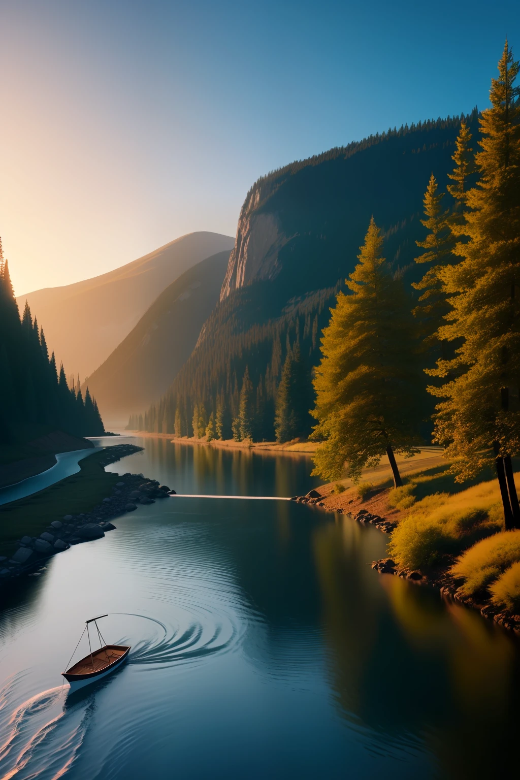 (Our lives are the rivers, que van a dar a la mar, que es el morir), dream, personajes reflexivos, Pintura digital ultra realista , brillos tornasolados, efectos 3D, Ultra HD,super detallada, 16K Obra de arte, Mano con cinco dedos, Anatomically correct ,cinematic lighting