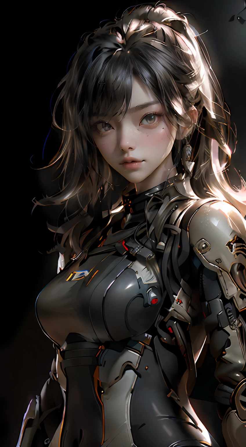 （（best qualtiy））， （（tmasterpiece））， （the detail：1.4）， 3D， Face and chest primitive exposure， The large， Close-up of Japanese woman posing in metal suit，Metal Cross-dressing， Biomechanical rendering in SFM， cyber punk perssonage， mecha cyber armor girl，Exposed skin， Details up to， Detailed neon， Thin tube， Metal cylinder， 8K high quality detail art metal armor， Fine and detailed armor， Realistic shadows perfect figure， photorealistic perfect body，Highly detailed ArtGerm，3D  girl rendering character art 8K，Ultra-detailed rendering of beautiful cyberpunk woman image，hdr（HighDynamicRange），Ray traching，NVIDIA RTX，Hyper-Resolution，Unreal 5，sub surface scattering，PBR textures，Post-processing，Anisotropy Filtering，depth of fields，Maximum clarity and sharpness，Many-Layer Textures，Albedo e mapas Speculares，Surface coloring，Accurate simulation of photo-material interactions， perfectly proportions，rendering by octane，twotonelighting，largeaperture，Low ISO，White balance，trichotomy，8K raw data，