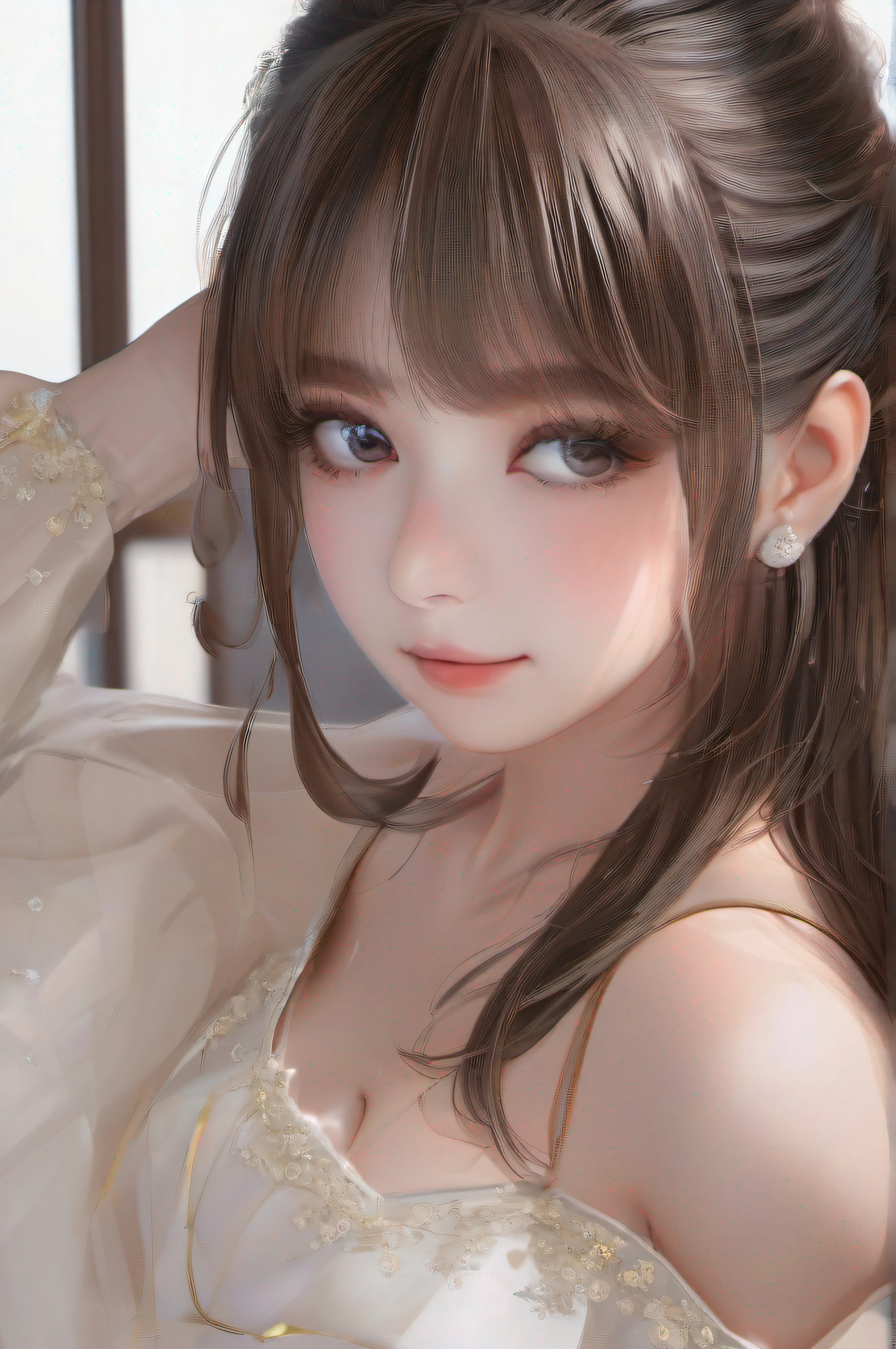 ((Best Quality, 8K, Masterpiece: 1.3)), 1girl, Slim Abs Beauty: 1.3, (Hairstyle Casual, Big Breasts: 1.2), Dress: 1.1, Super Fine Face, Delicate Eyes, Double Eyelids, Home