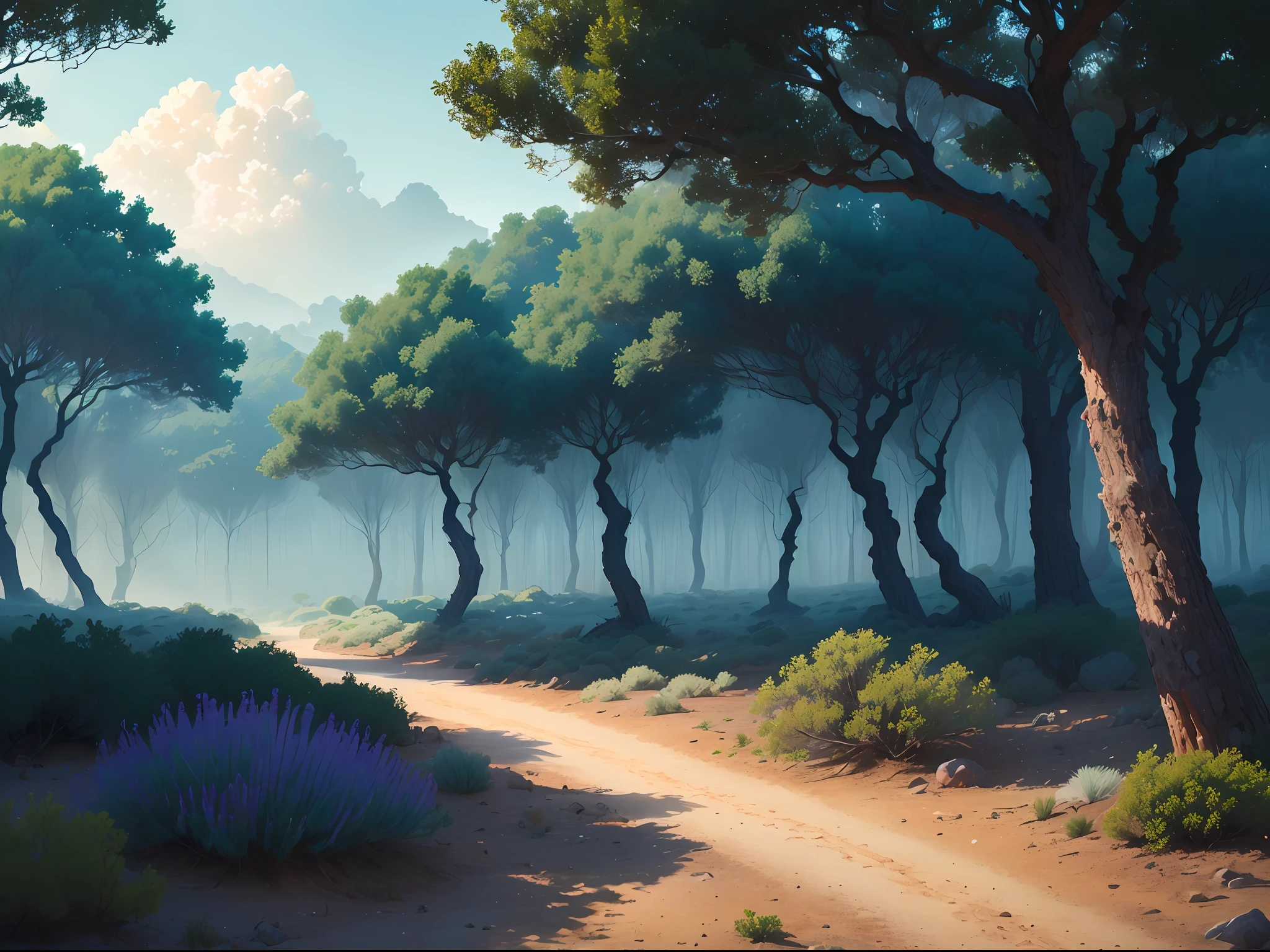 Obra-prima, melhor qualidade, (melhor qualidade), (best illustration), (melhores sombras), sprite sombrio, abismo escuro, elementos naturais de um deserto de rochas. floresta seca, natureza devastada, surrounded dry trees and thin branches, (tema sombrio), (pedras), (galhos), (low mist), ray tracing, super detalhado, atmosfera devastada e noturna, clima seco, gray coloration and cool tones, aspecto sinistro, (((sombrio)))