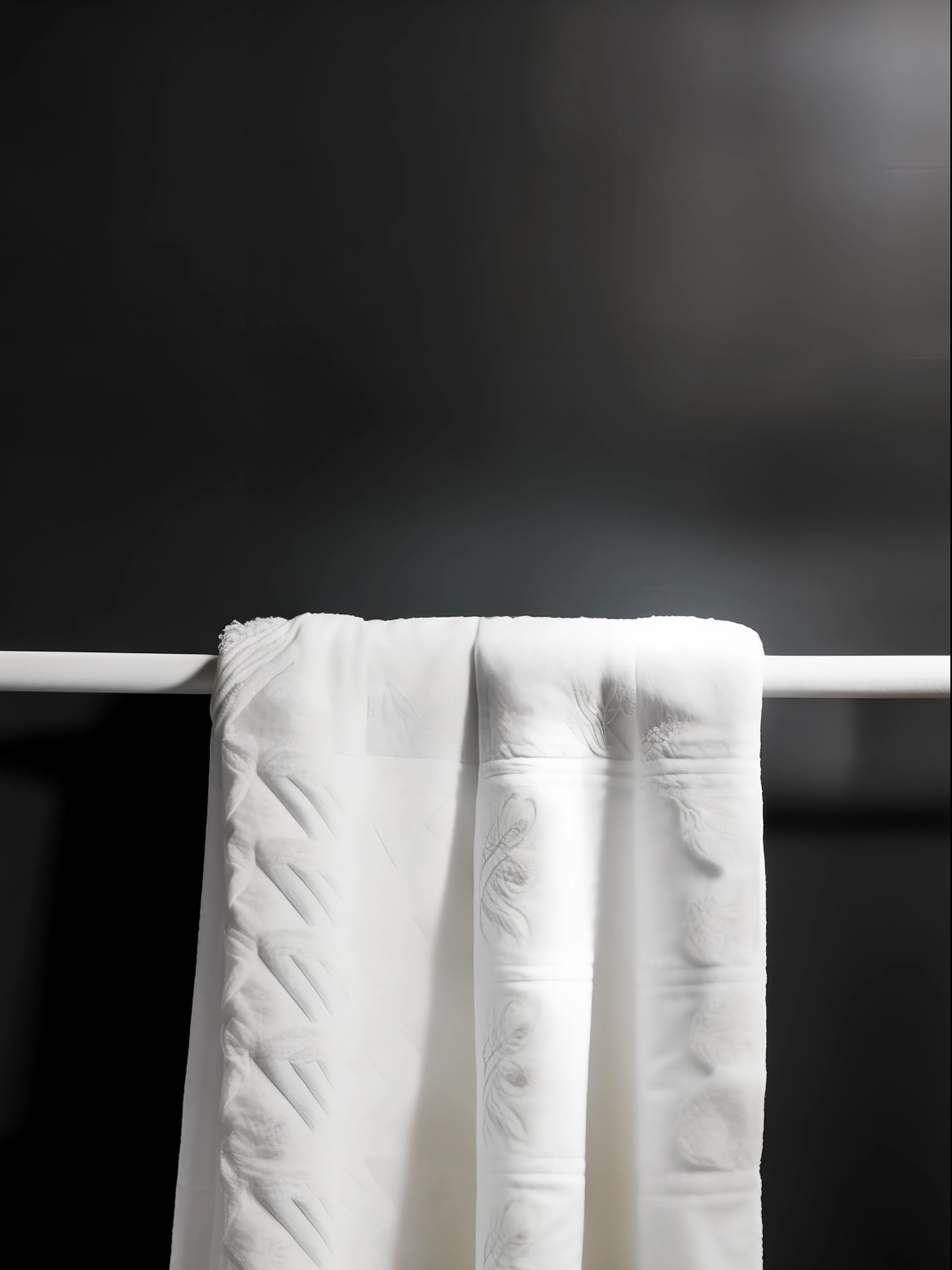 mid shot of a white towel hang on a towel hanger