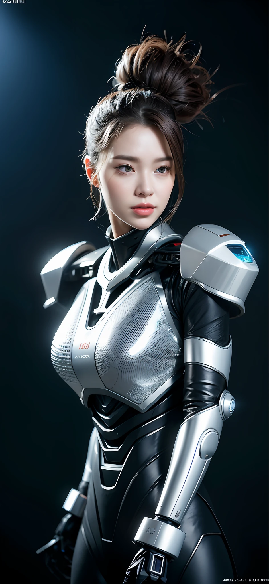 complex 3d render ultra detailed of a beautiful porcelain profile woman android face, Cyborg, cyborg robot parts, 150 mm, Beautiful studio soft light, rim-light, vibrant detail, Luxurious cyberpunk, Lace, Hyperrealistic, anatomically, face muscles, Cable Electrical Wire, micro Chip, elegant, Beautiful background, rendering by octane, h. r. Giger style, 8K, Best quality, Masterpiece, illustration, An extremely delicate and beautiful, Extremely detailed ,CG ,Unity ,the wallpaper, (Realistic, photo-realistic:1.37),Amazing, finedetail, Masterpiece,Best quality,offcial art, Extremely detailed CG unifies 8K wallpapers, absurderes, unbelievable Ridiculous,  robot, silver halmet, full bodyesbian