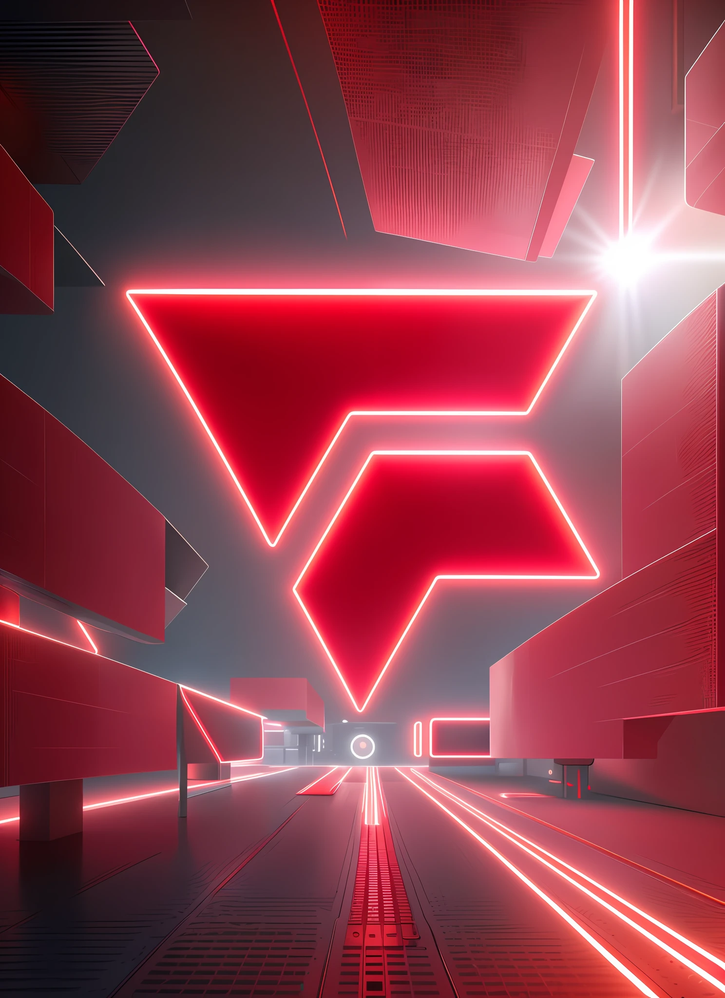 Ultra technological environment, neon lines, Tecnologia, cores vermelhas, alta resolução, ray tracing
