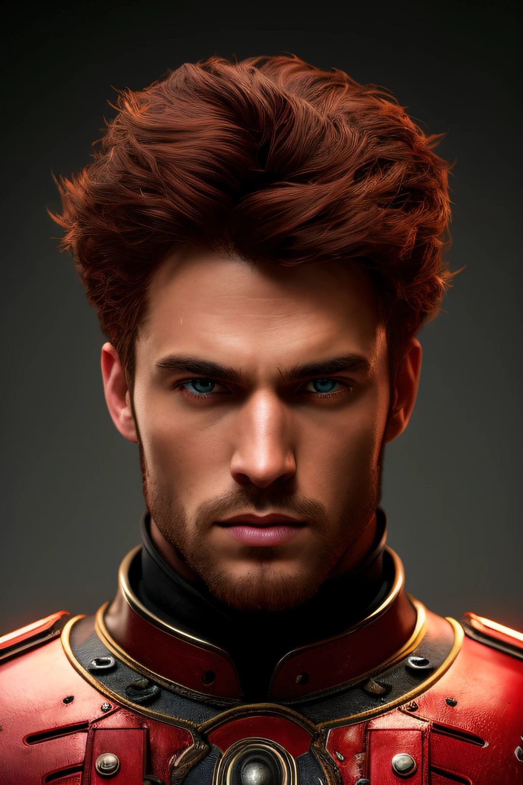 very handsome red-haired man, violet eyes attractive face, well-defined body, brown skin In 4k, standing, Light, Cinematic lighting. photography, detailed symmetrical realistic face, clothing Black harnesses, Black German boots, extremely detailed natural black and red roman warrior texture, peach brown skin, red hair, master piece, Absurdities, Nikon D850 Stock Photography, kodak portra 400 f1.6 camera lens , extremely detailed, amazing orgy, fine details, hyper realistic texture, dramatic lighting, unrealengine, trends in artstation, CineStill 800 Tungsten, Looking at Viewer, realistic photo, RAW photo, TanvirTamim, high quality, very high resolution, sharp focus, extremely Detailed, Cinematic Lighting, 8k UHD, -imagine
