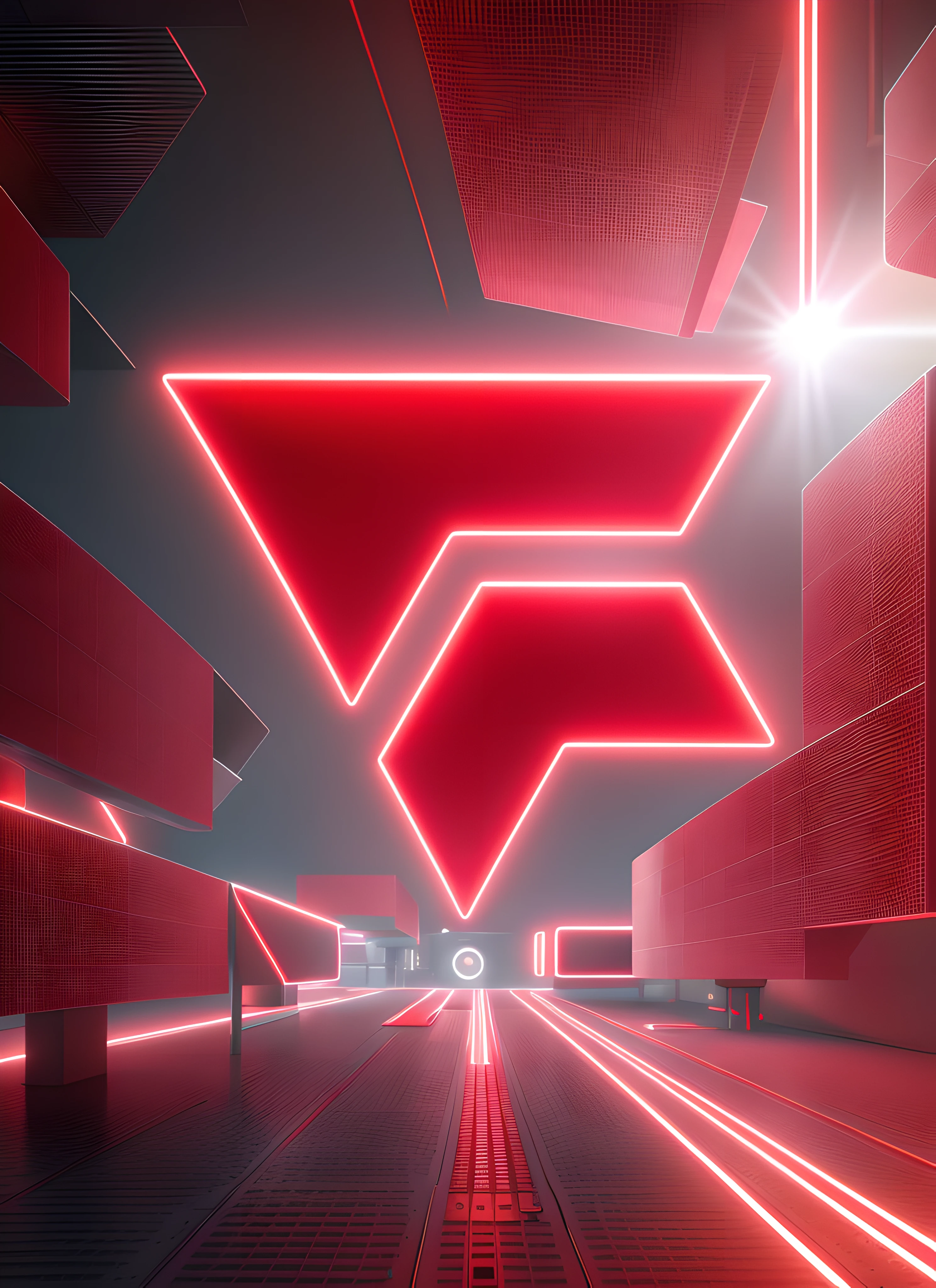 Ultra technological environment, neon lines, Tecnologia, cores vermelhas, alta resolução, ray tracing
