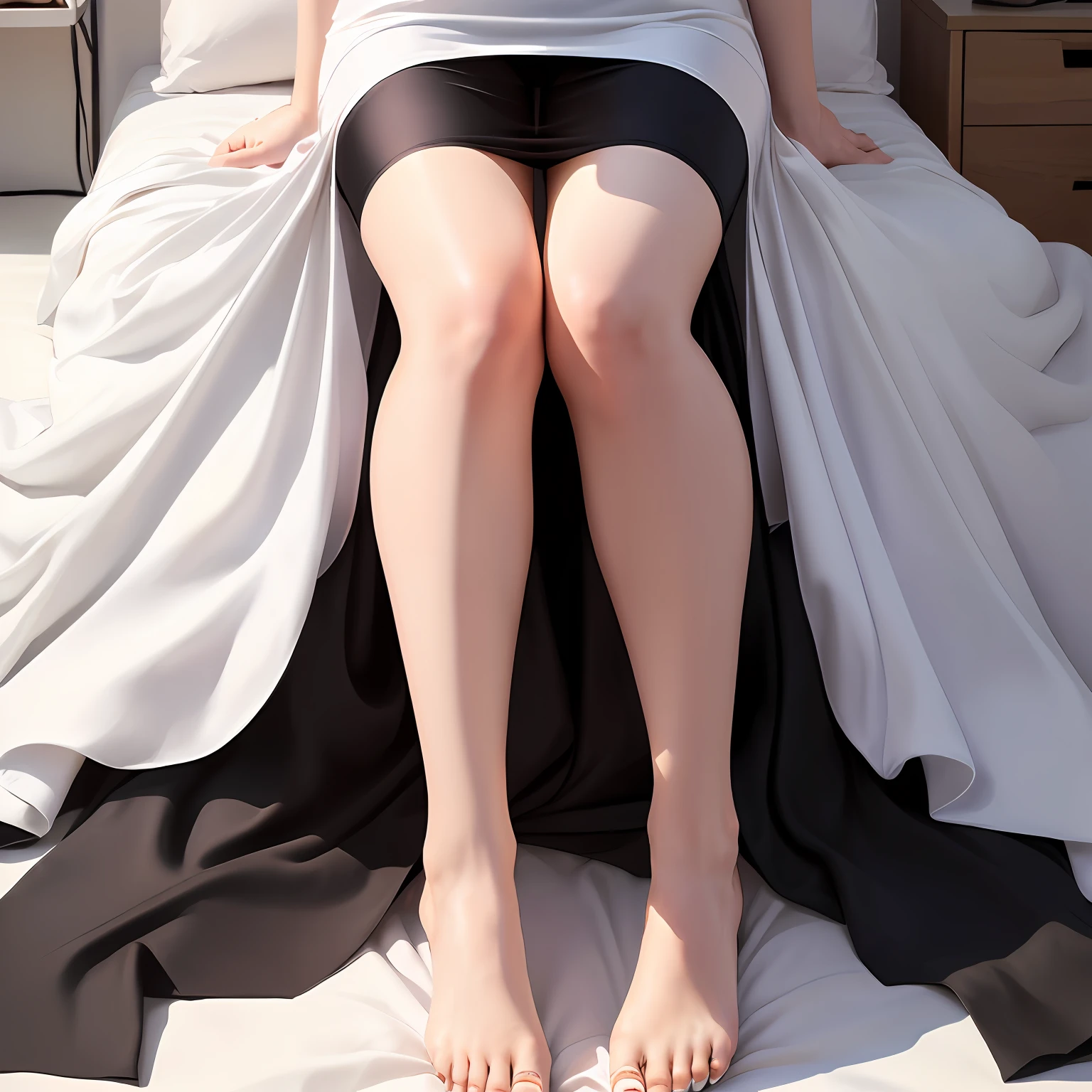 Black silk big white legs