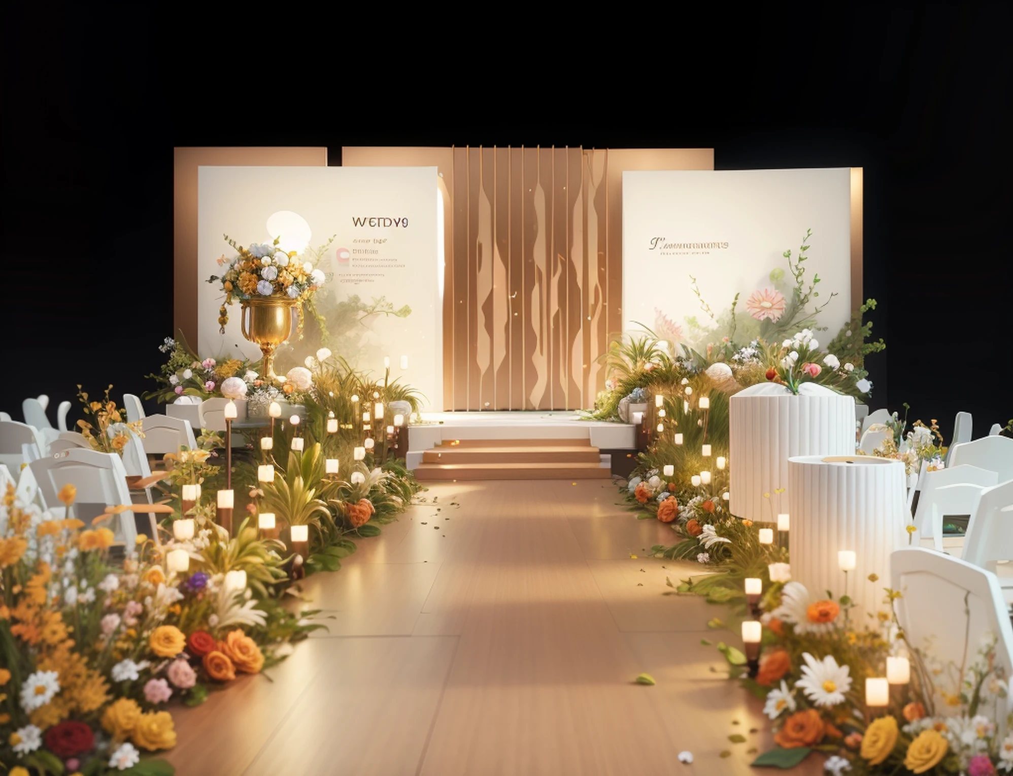 8K quality,Ultra-clear,Golden,opulent,lamp lights,Wedding renderings,Interior design,3Drenderingof,8K分辨率,hyper HD,Lots of small flowers,carpets,stage light,exquisite lighting and shadows,Detail portrayal,ultraclear,depth of fields, paying homage, Interior design, Ultra photo realsisim, RAW photogr, Sharp focus, Lots of colorful flowers,Wedding banquet hall,Wedding design,tmasterpiece, 8K, tmasterpiece,Ultra photo realsisim,32K,Very detailed CG unity 8K wallpaper,best qualtiy,Background plate,exquisite lighting and shadows,Detail portrayal,Dragon Ball lights,