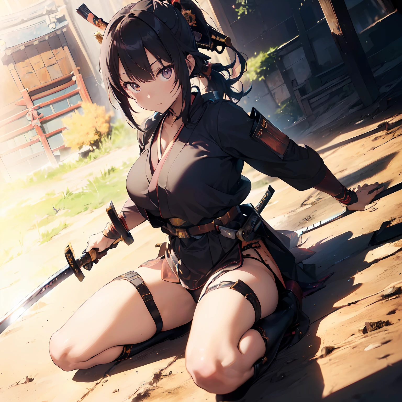 1girl, ((sexy anime girl)),(Golden Ratio:1.2),(cowboy clothing:1.2), ((revolvers)), holstered guns,(fault color:1.3),[(desert background:1.4)::10], (full body:1.2),(ultra-detailed:1.3),(samurai:1.6),(katana:1.6), (boots),(gun belt:1.6),(aura:1.2),full body, standing in desert planet,(cool:1.2),(colorful hair),(long shadows) (chaotic geometric images:1.3),(nagative space:0.8),(drawing board:1.3), hyperrealiatic, insane detail, genshin (ether colorful ink flowing:1.3), sfw, (hyper realistic photo of 18 year old gorgeous 1girl on bed:1.2), skin-tight outfit, 4k, 8k, HDR, (depth of field:1.2), bokeh, ultra detailed, (mischievous:1.2) facial expression, (thick figure), ((sexy pose))((combat pose)), ((spreading legs)), [narrow hips]