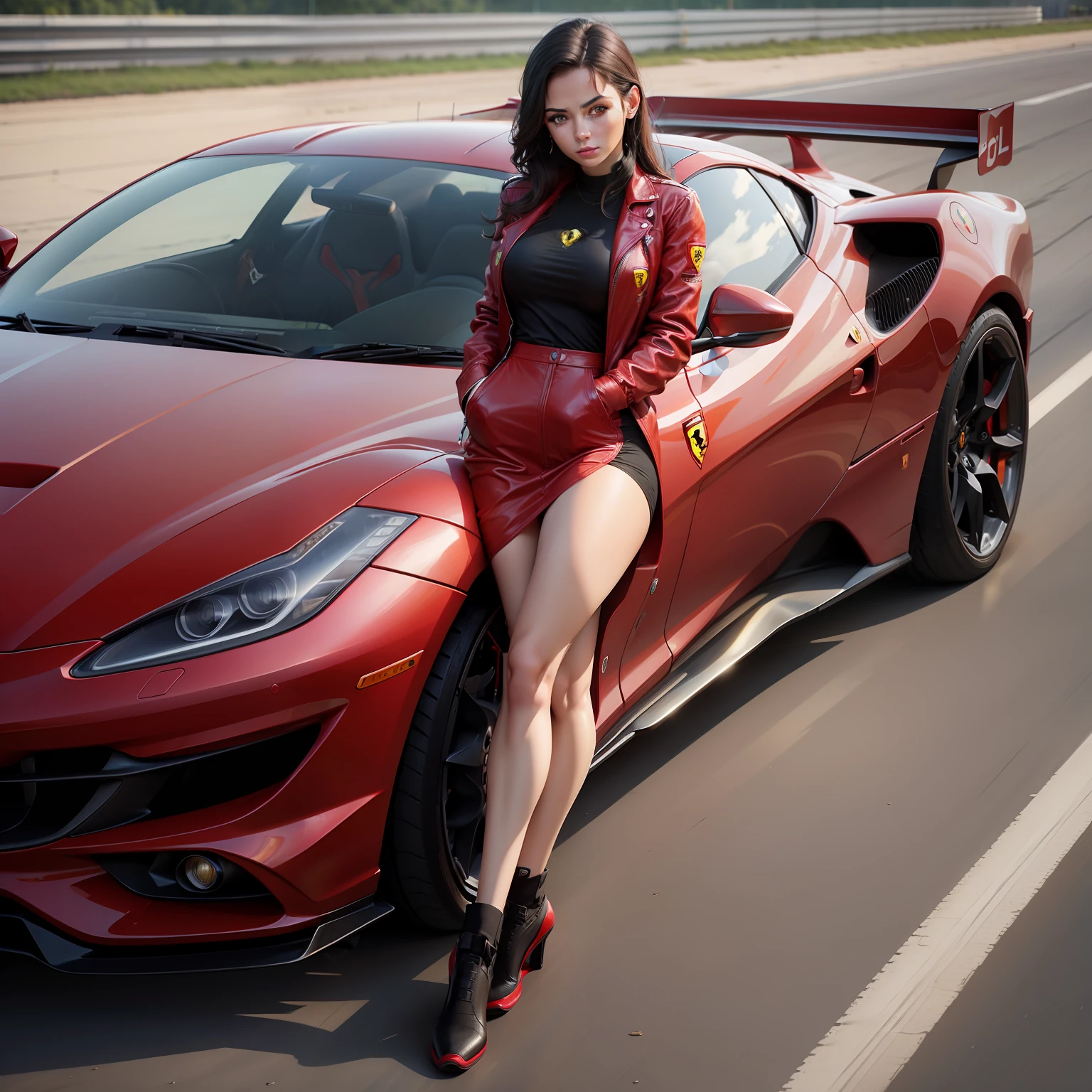 Female driver of a Ferrari