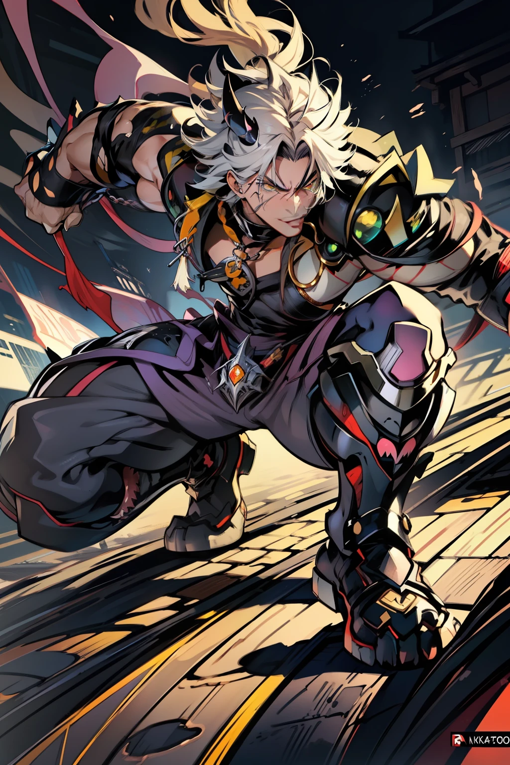 《the original god》Arataki Kazuto , male people,,((Masterpiece)), ((Best quality)), Ultra detailed,((illustration)), Dynamic Angle, Detailed light, (Delicate eyes), Floating, 1boy, Male focus, Head, Clothing, Yellow eyes, necklace, tattoo, (Forehead:0.8), (ahoge:0.8), jewelry, apathy,Ray, chest muscle, Sexy , Venom symbiote for your body, Black mucus of the body , (into venom), Venom,frontage,style of anime4 K, 4K anime wallpaper, Badass anime 8 K, 4 k comic wallpaper, young anime man, Anime boys, Anime wallpapers 4 k, Anime wallpaper 4K, High quality anime art style, Anime moe art style, Anime art wallpaper 8 K, Anime art wallpaper 4 K, RGB lighting