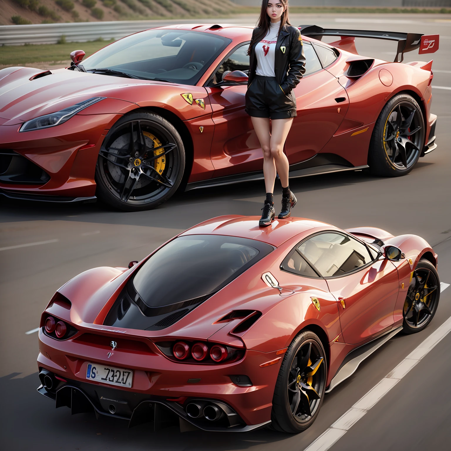 Female driver of a Ferrari