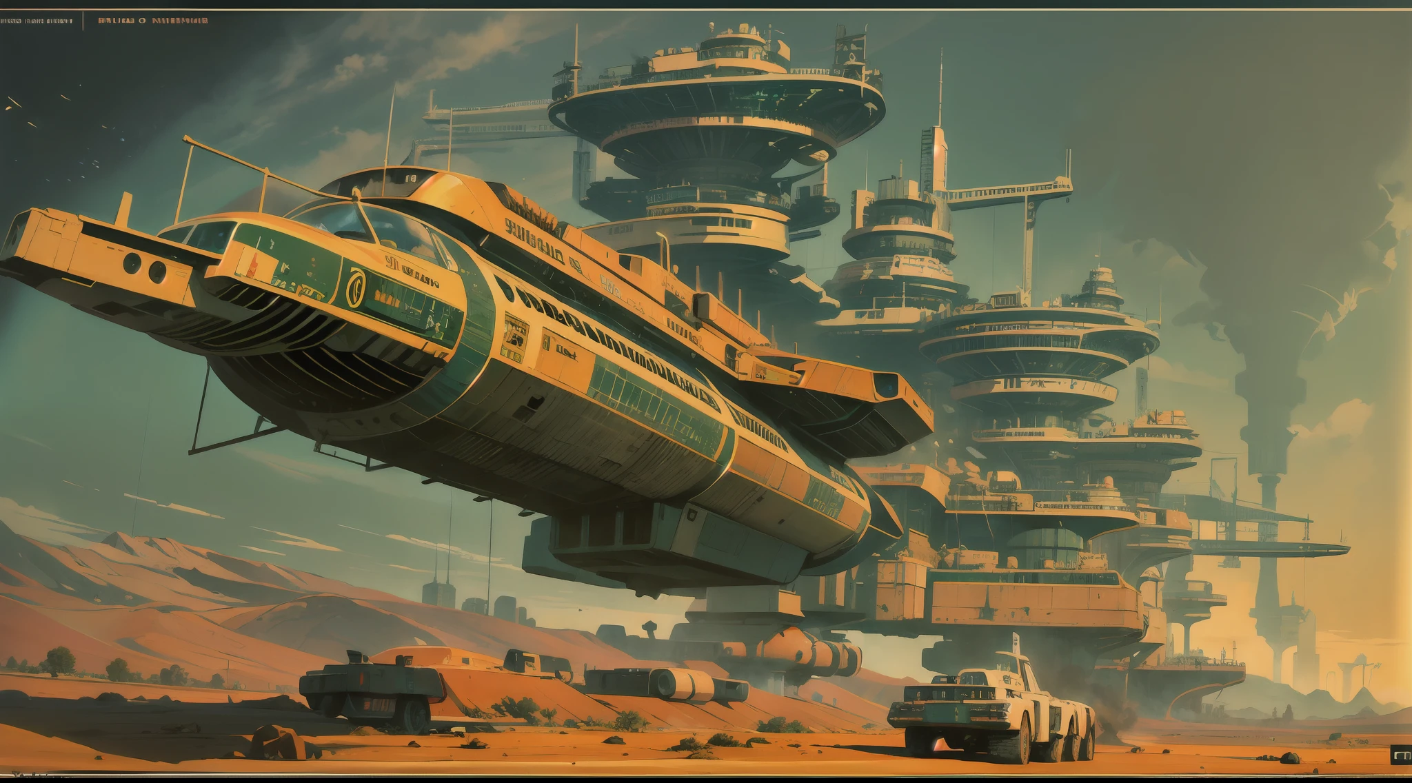 retro-future style art similar to artist chris foss
