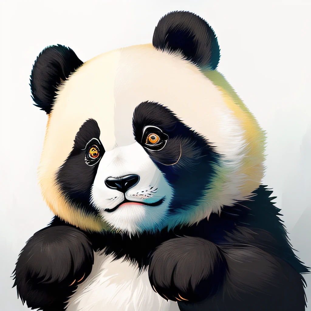Black-and-white-faced yellow-eyed panda, Panda, a cute giant panda, Cute panda, panda panda panda, “portrait of a cartoon animal, Panda pose