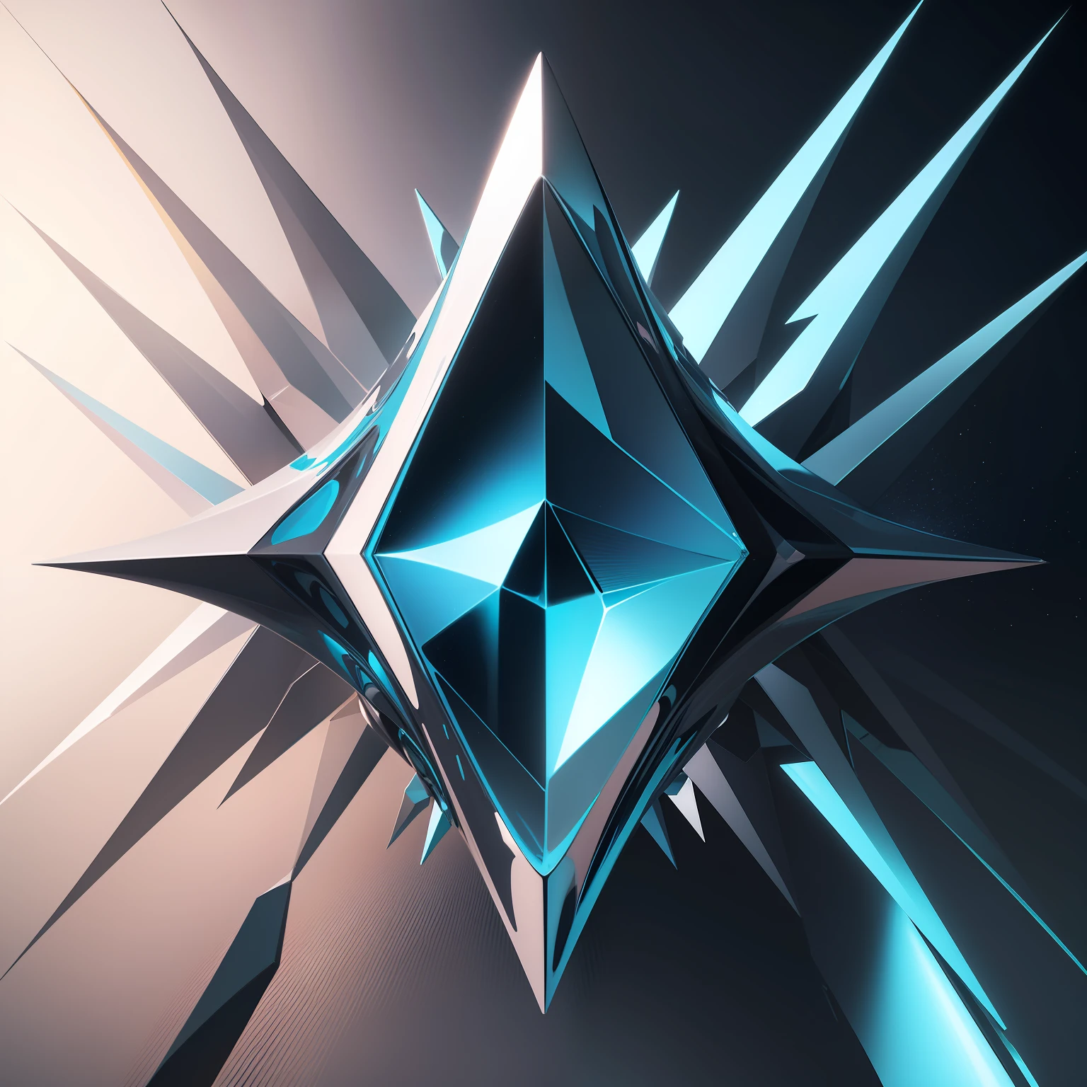 Abstrato. Renderizado. Hi-Def. Geometria. Diamante. Espelhado. Turquesa. Efeito. Futurista.