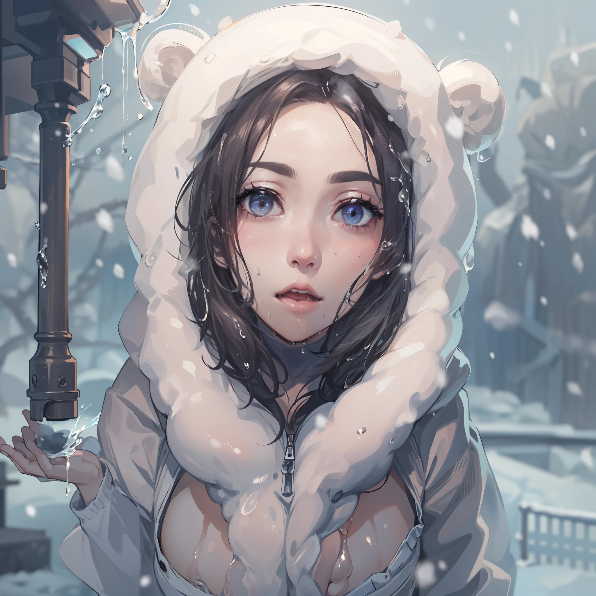 Super Strong Super Huge gigantic breasts:1.5,(steam:1.1),(Wet:1.1),:1.5,(trembling:1.1),(Sweat:1.1),No bra,(jacket lift:1.2) ,Warm room,a large amount of snow-white liquid on the chest,,:1.5,large full breasts:1.5,focus breasts,show nipple:1.1,(Female ,squarting,splasing:1.5),(4K), (Raw photo: 1.2), (Realism: 1.4), (masutepiece: 1.3), (exquisite detailing: 1.2), Delicate and beautiful details, (Eye Detail), (Facial Detailed), (Highest Quality:1.4), (Hyper-Resolution: 1.2), (very detailed illustration), Best Quality, natural shadows