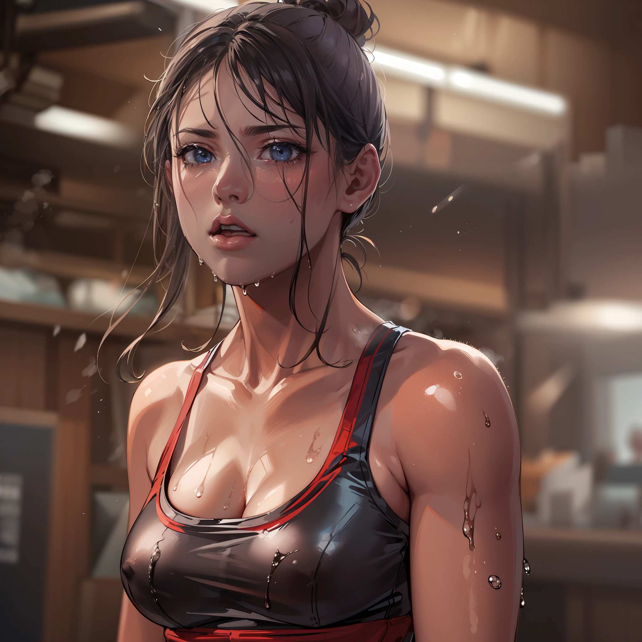 (steam:1.1),(Wet:1.1),(trembling:1.1),(Sweat:1.1),focus breasts,show nipple,(teens girl,boxing),boxer,(4K), (Raw photo: 1.2), (Realism: 1.4), (masutepiece: 1.3), (exquisite detailing: 1.2), Delicate and beautiful details, (Eye Detail), (Facial Detailed), (Highest Quality:1.4), (Hyper-Resolution: 1.2), (very detailed illustration),