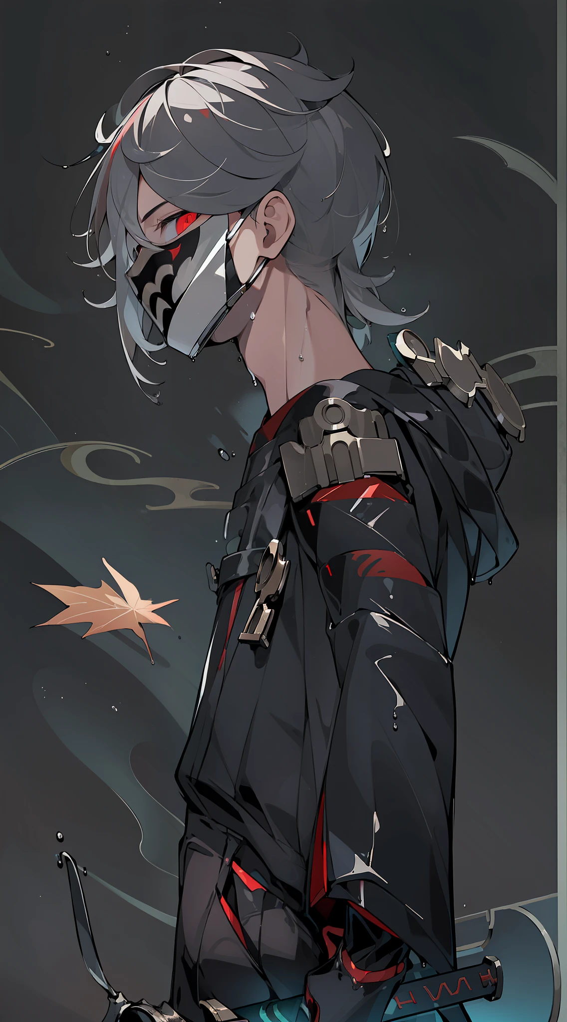 Blackn clothes,clutching a sword,Red gloves,Maple leaf background,(Masterpiece, Best quality: 1.2), Solo, Male focus, Essence strong, 1boy, Smile, looking at viewert,Red eyes, Black T-shirt,{An extremely handsome boy}, 8K wallpaper, {{{Masterpiece}}},Exquisite facial features,(((best qualityer))), ((Ultra-detailed)), ((illustration)),Male focus, ((shaded face)),,Looking up,No Pupil,((Empty eyes)),Drooling,with her mouth open,Glowing eyes,(Expressionless),with her mouth open, ((Dark_Persona:1.7)), ((Heroes)), ((Masks:1.3)), clenched_teeth,,((),((Wet)), (),licking foot, Skinny, full body shot shot,malefocus,(((short detailed hair:1.4))),((solo person)),(((tightsuit:1.3))),((Male)),((Mind controlled)), Skinny,(((Mind_control:1.3))),the original god