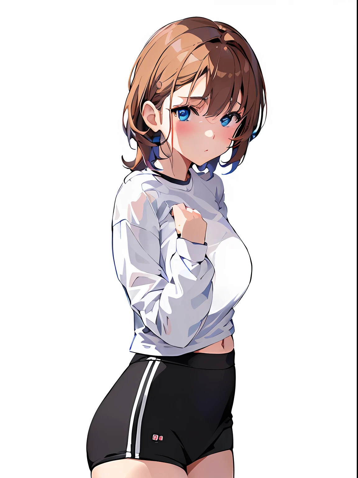 Blue eyes、Anime girl in short skirt and white shirt, Female protagonist 👀 :8, Anime visuals of cute girls, anime moe art style, Makoto, (Anime Girl), Casual pose, an anime girl, young anime girl, a female anime character, Smooth Anime CG Art, charming anime girls, Cute anime girl, render of april, digital anime illustration, Anime Girl