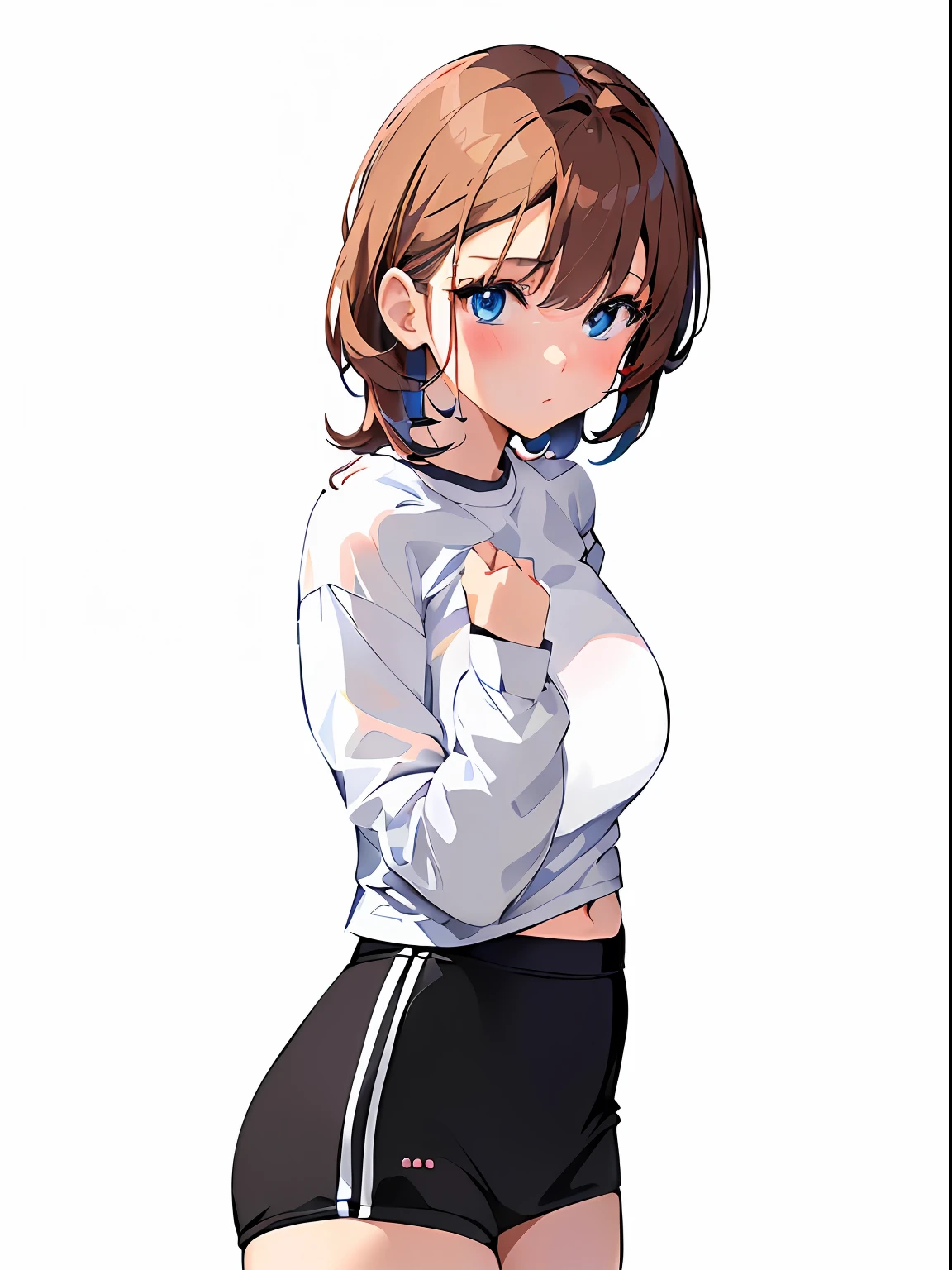Blue eyes、Anime girl in short skirt and white shirt, Female protagonist 👀 :8, Anime visuals of cute girls, anime moe art style, Makoto, (Anime Girl), Casual pose, an anime girl, young anime girl, a female anime character, Smooth Anime CG Art, charming anime girls, Cute anime girl, render of april, digital anime illustration, Anime Girl