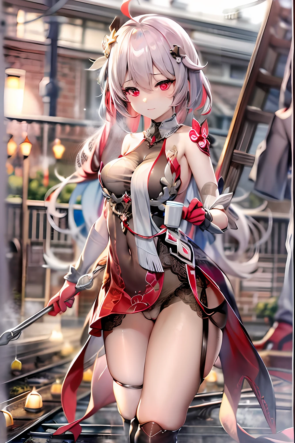 Honkai Star Dome Railway Clara,Wear erotic lingerie,The kinky is exposed ,Exposing female genitalia,Dewy,Tentacles are inserted into the lower body,bandagens,seminude,fullnude,Small of breast,A cup,Lori huge breasts cleavage,Petite,whaite hair,Red eyes,tmasterpiece,chiquita,femele,Lewdness,Perverted