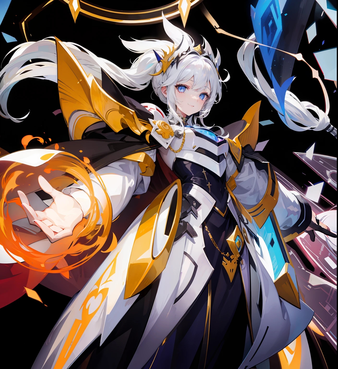 White hair,Silver Eyes,Smiling maiden