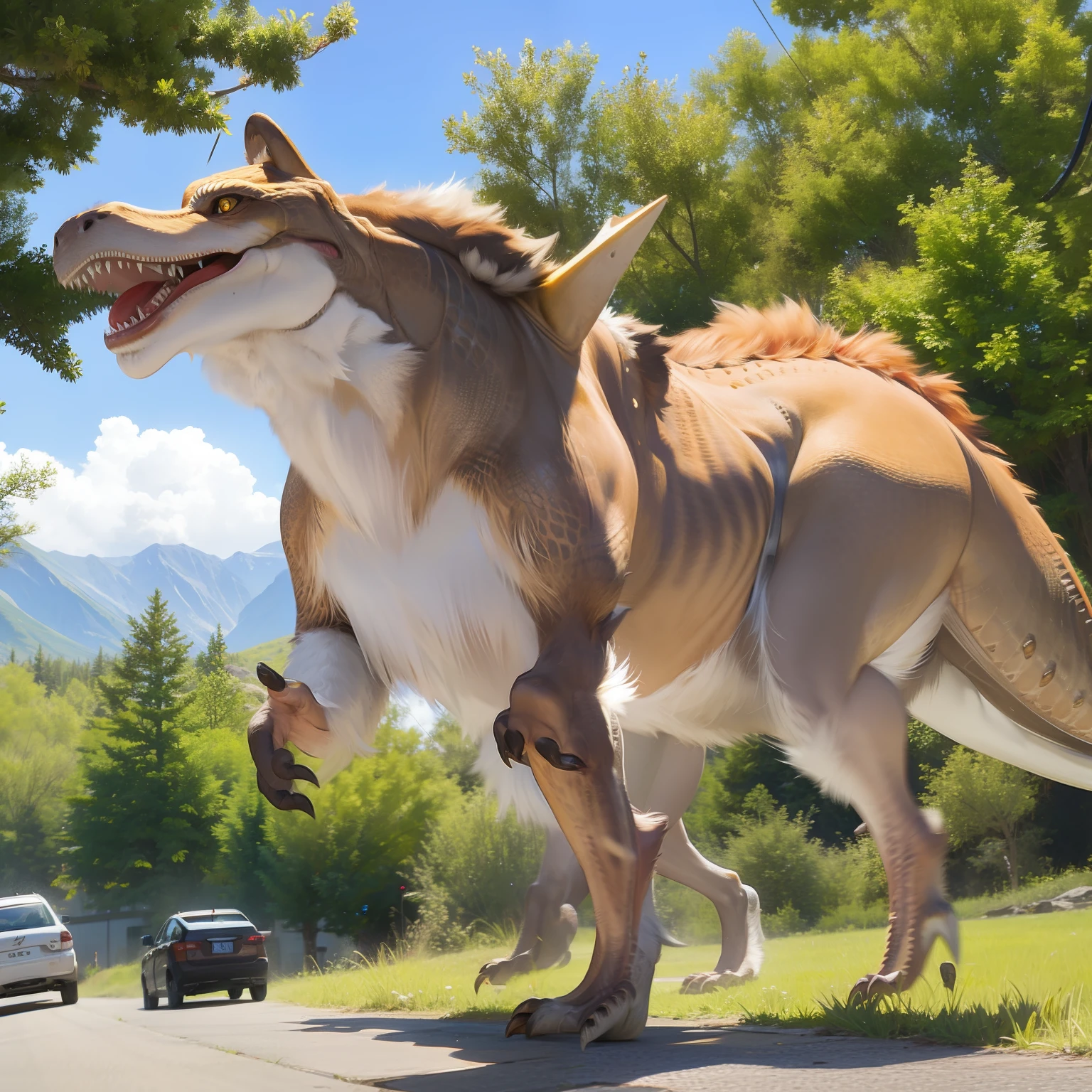 Dinosaurs carry wolves