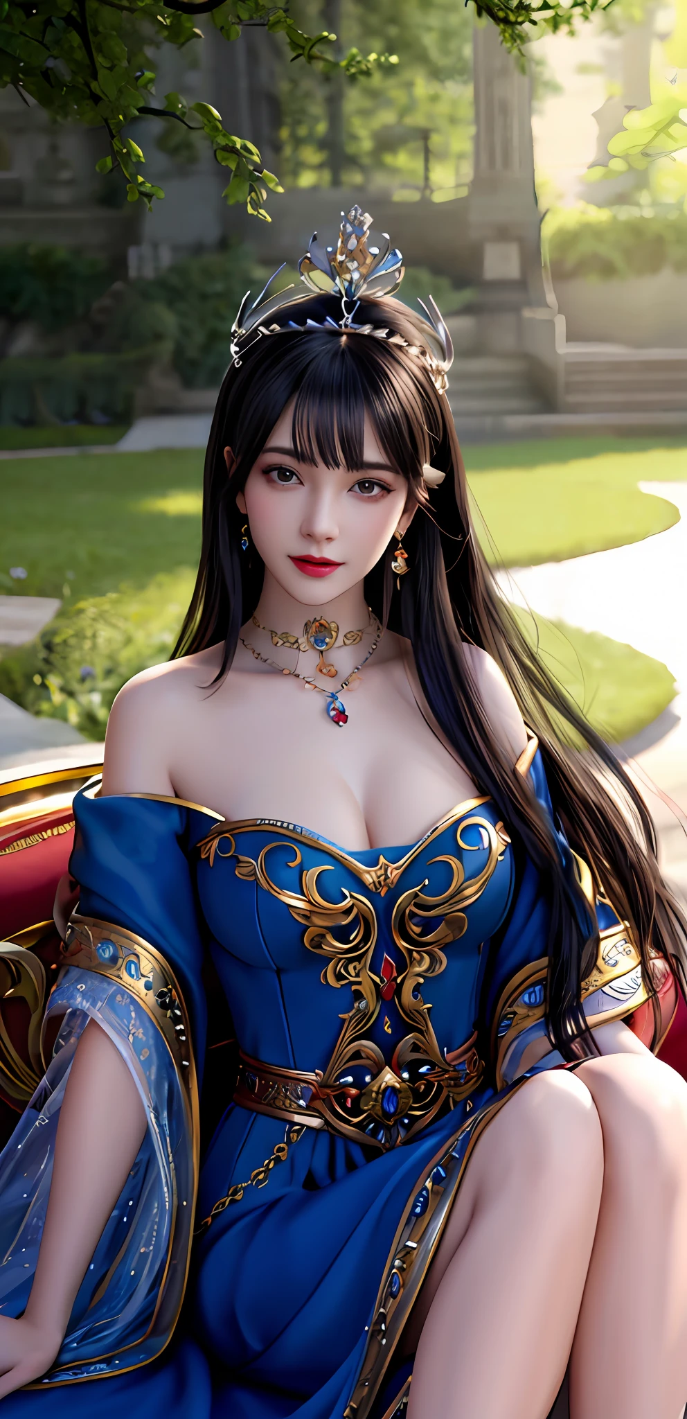 (realisticity: 1.2), best quality, 8K UHD, masterpiece, highres,cg,
1 super detailed girl, super detailed queen
, sitting on a super detailed royal throne, lud, xurious royal palace background, beautiful and detailed, super detailed long hair, wearing a beautiful and luxurious crown with diamonds and super detailed,
super detailed dress,
solo, jewelry, super detailed red and blue dress, pretty face, beautiful, and super detailed,
, earrings, super detailed hairdo, splashing, the upper body is very super detailed, super detailed hair bun, super detailed black hair,
lighting,candid,Photograph,high resolution,4k,8k,Bokeh,