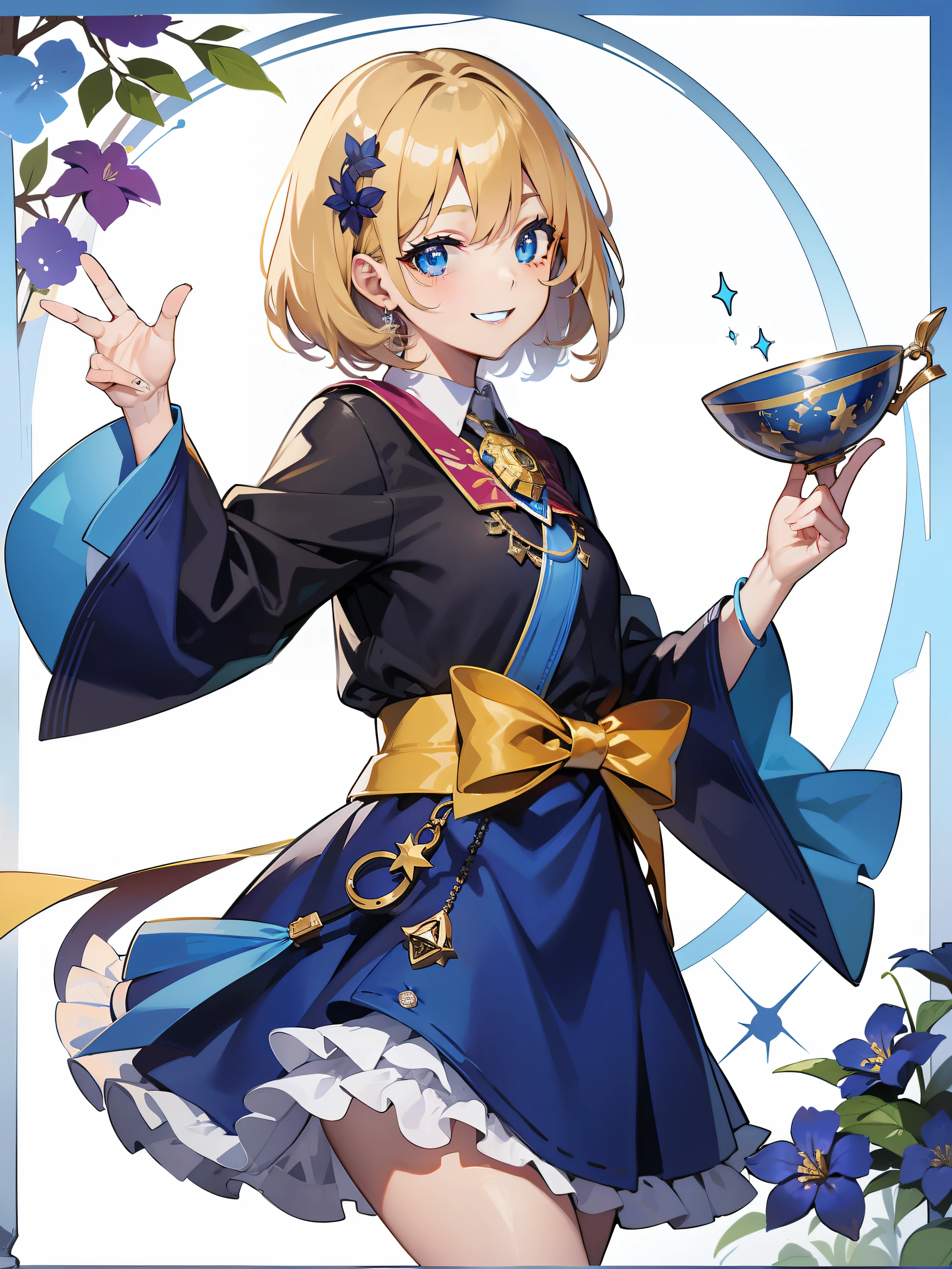 Sparkling eyes、mischievous smile