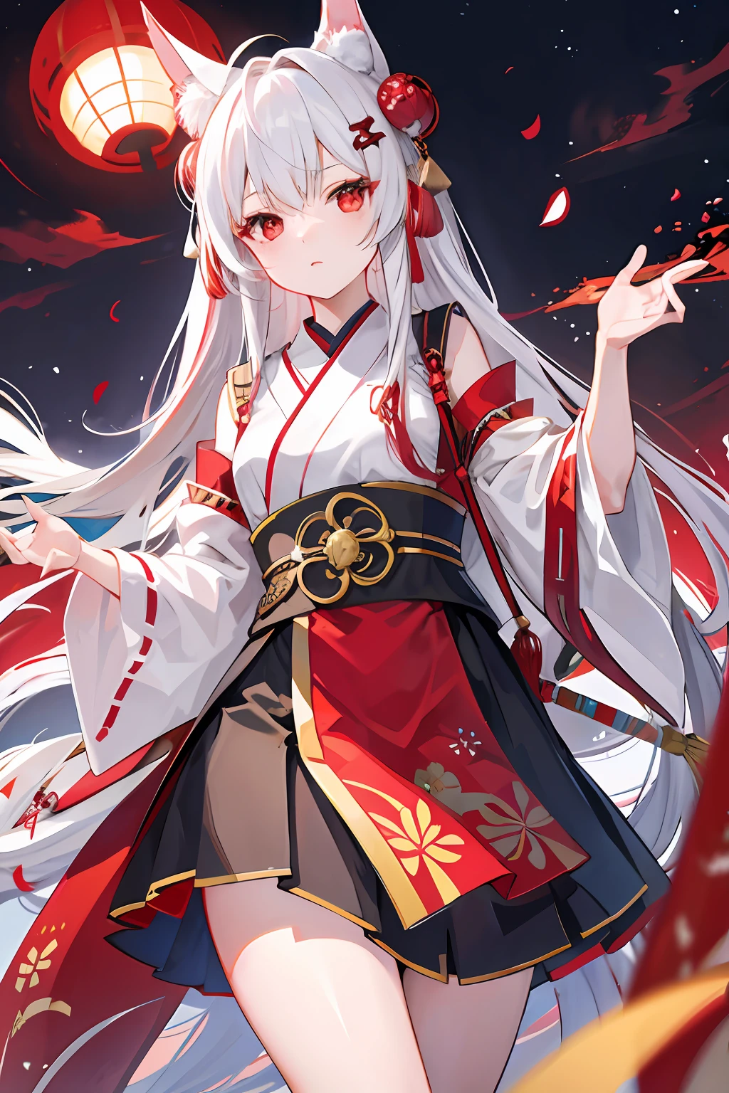 1girl,whaite hair,long whitr hair,red eyes,the night,城市,jpn,toyko
