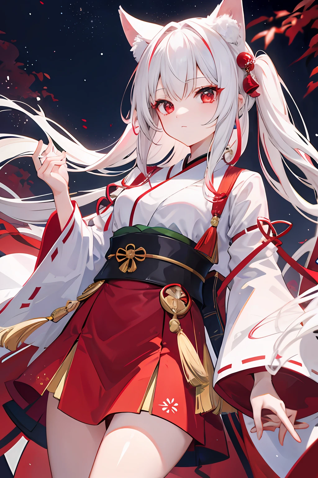 1girl,whaite hair,long whitr hair,red eyes,the night,城市,jpn,toyko