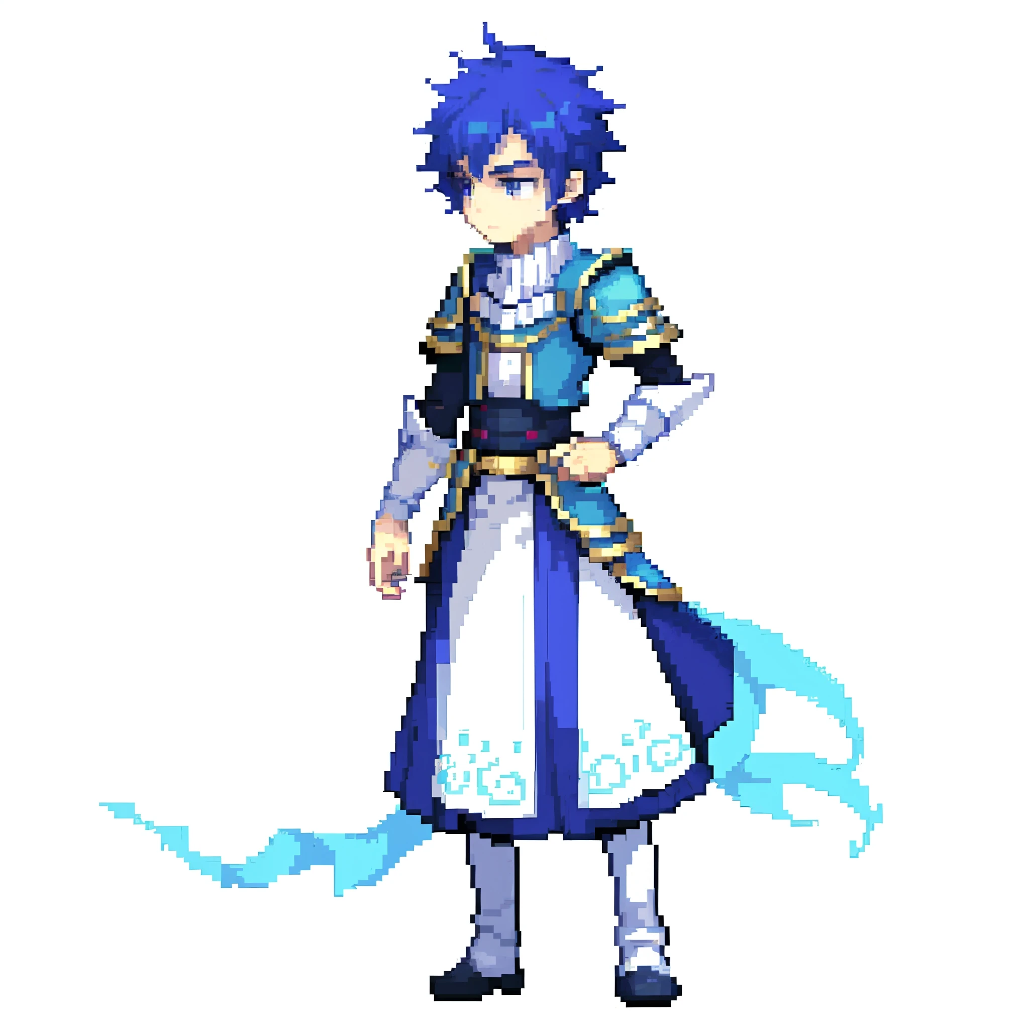 Pixel, pixel style, a boy, prince, white background, colorful, full body