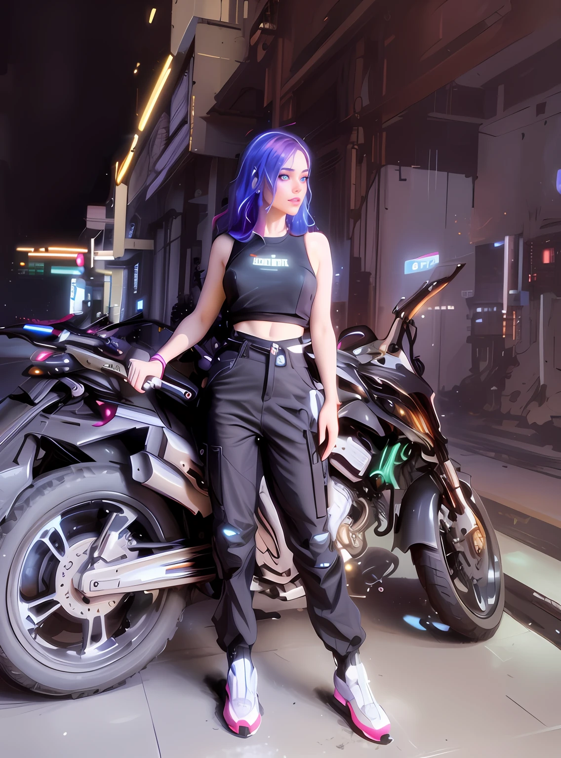 half portrait, Best quality, masterpiece, ultra high res, (photo realistic:1.4), surrealism, dream-like, metallic luster, ((futurism))
1 girl, mechanical prosthesis,mech coverage,fluorescent mech armor,
neon lighting,(vibrant glow:1.2),dynamic colors,striking contrast,futuristic vibe,electric energy,reflective surfaces,
CyberpunkAI, neon, Deep Space Background
