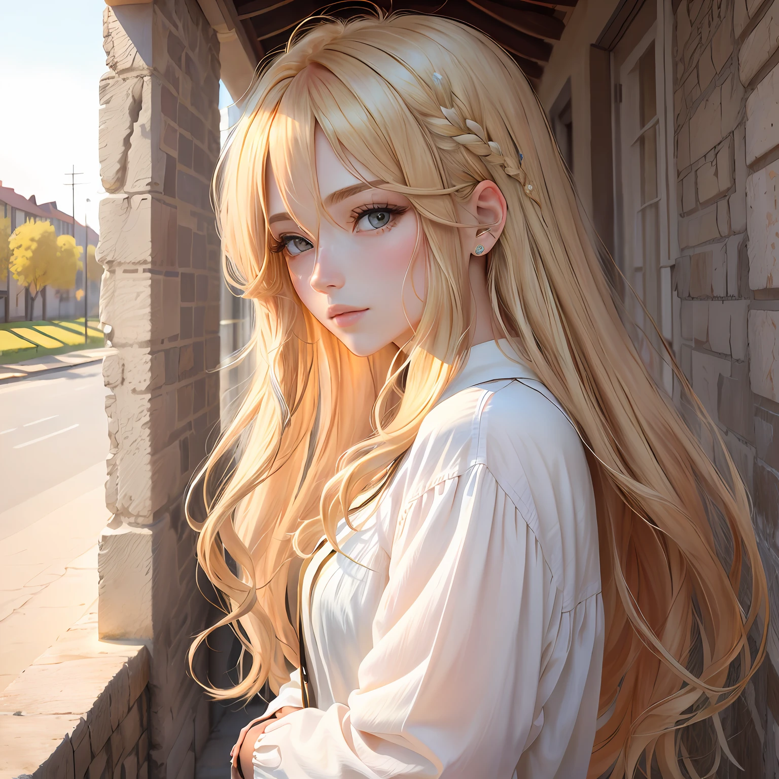 Golden hair,with brown eye,Ancient wind,pastelmix