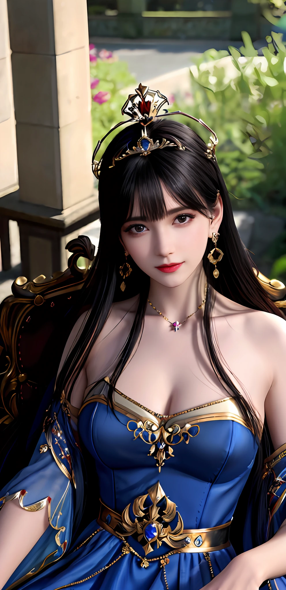 (realisticity: 1.2), best quality, 8K UHD, masterpiece, highres,cg,
1 super detailed girl, super detailed queen
, sitting on a super detailed royal throne, lud, xurious royal palace background, beautiful and detailed, super detailed long hair, wearing a beautiful and luxurious crown with diamonds and super detailed,
super detailed dress,
solo, jewelry, super detailed red and blue dress, pretty face, beautiful, and super detailed,
, earrings, super detailed hairdo, splashing, the upper body is very super detailed, super detailed hair bun, super detailed black hair,
lighting,candid,Photograph,high resolution,4k,8k,Bokeh,