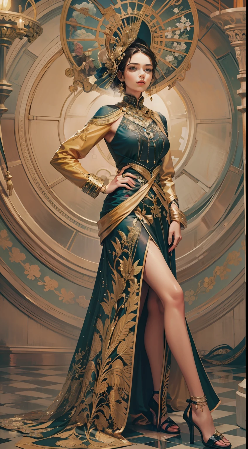 Beautiful woman in intricate Bold and Embellished Outfit
