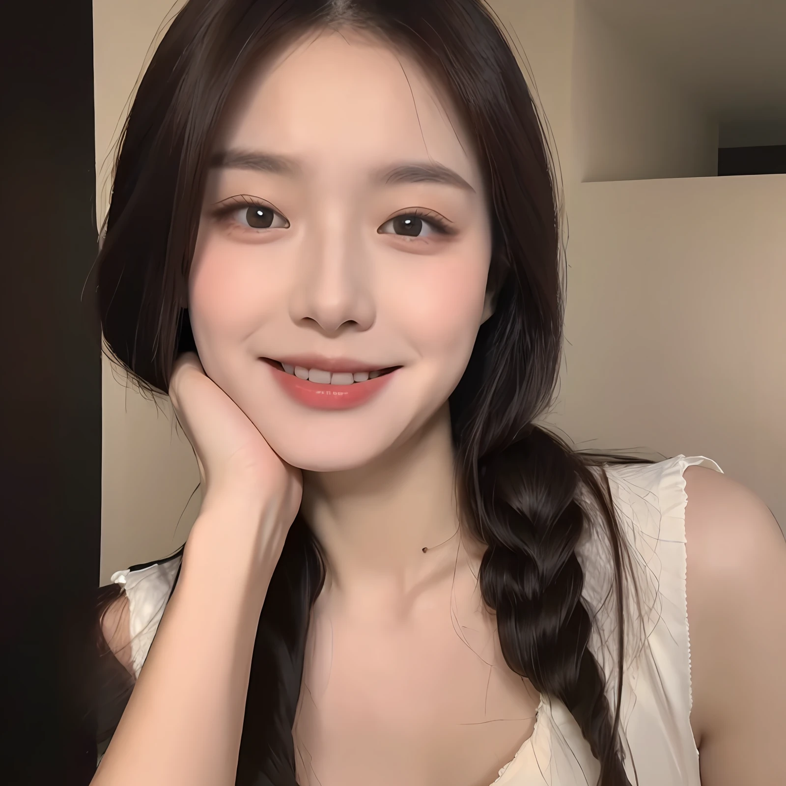 ((Best Quality, 8K, Masterpiece: 1.3)), 1girl, Slim Abs Beauty: 1.3, (Hairstyle Casual, Big Breasts: 1.2), Dress: 1.1, Super Fine Face, Delicate Eyes, Double Eyelids, Smile, Home
