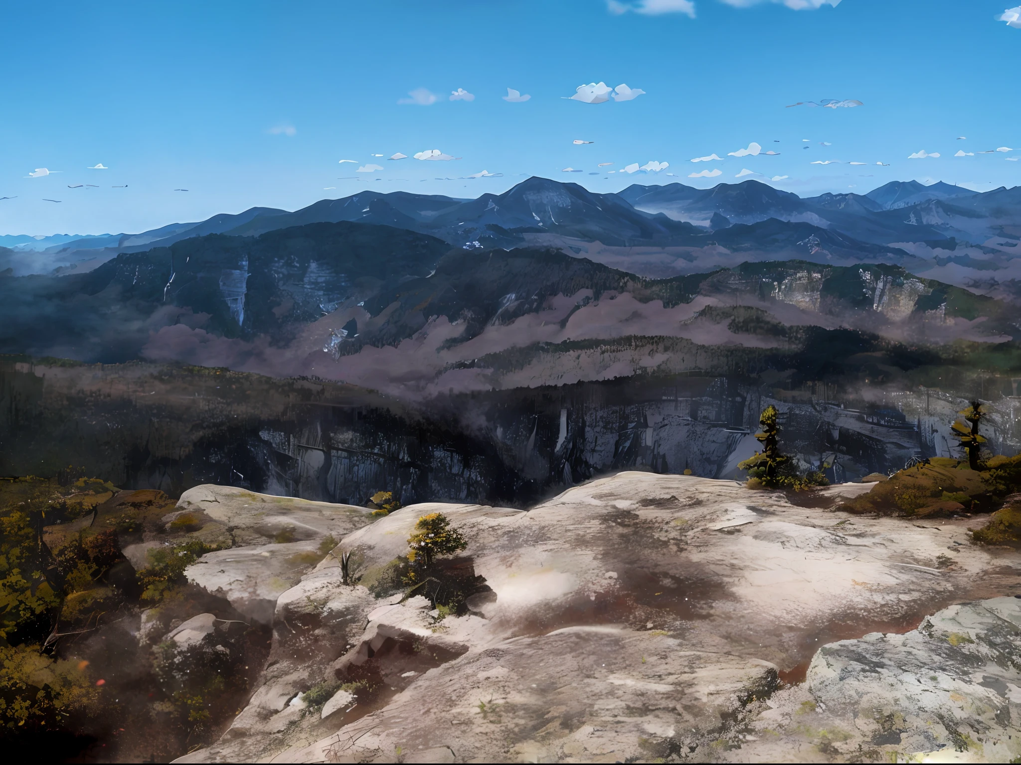 cliff edge, mountains, ghibli