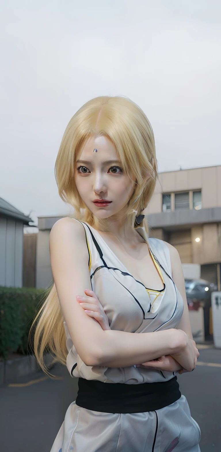 a close up of a person with a yellow shirt and yellow hair, realistic anime 3 d style, 3 d anime realistic, hyper realistic anime, realistic anime, anime girl in real life, anime cgi style, photorealistic anime, realistic anime artstyle, anime realism style, semi - realistic anime, realistic young anime girl, semi realistic anime, tsunade
