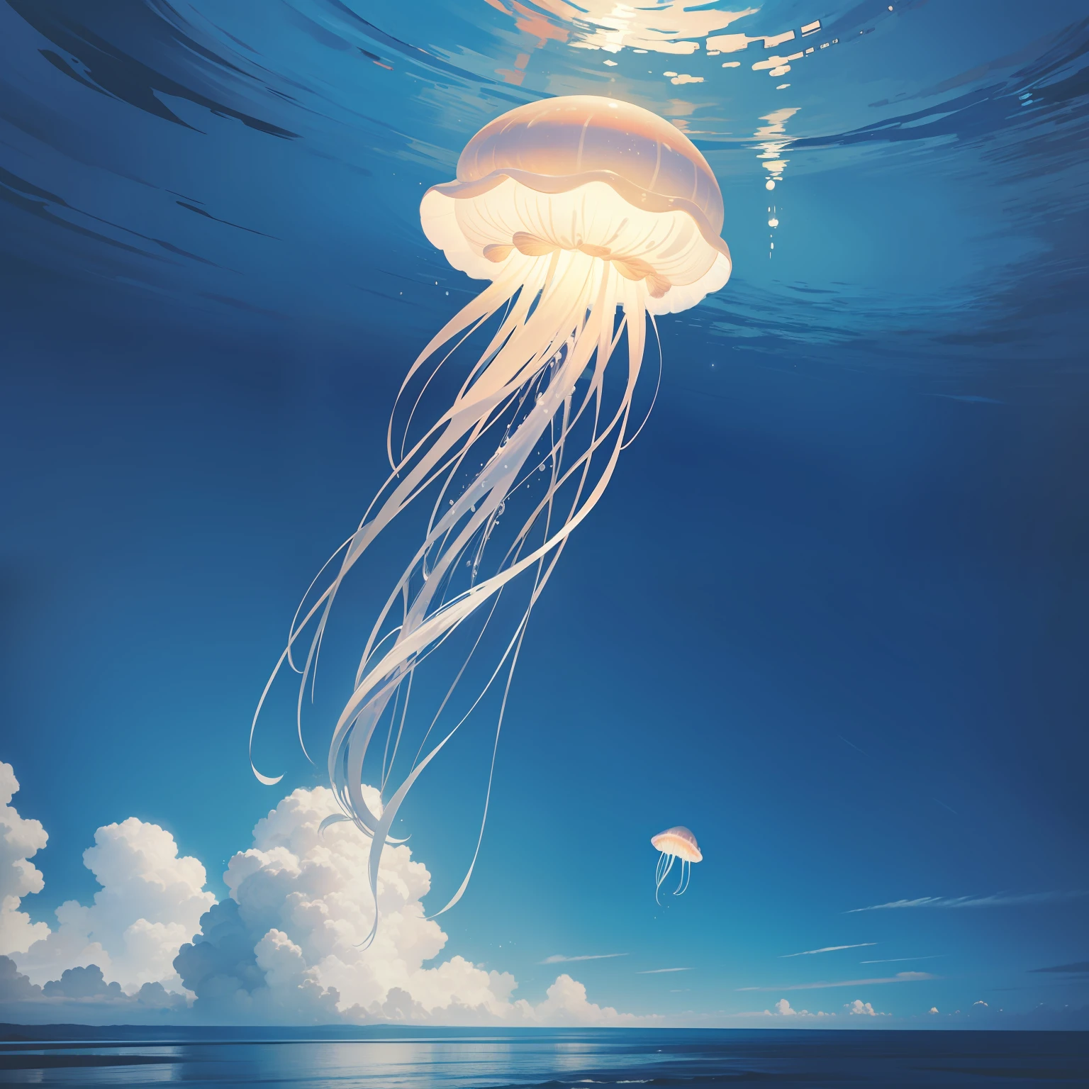 jellyfish floating in the sky universe magnificent scenery beautiful