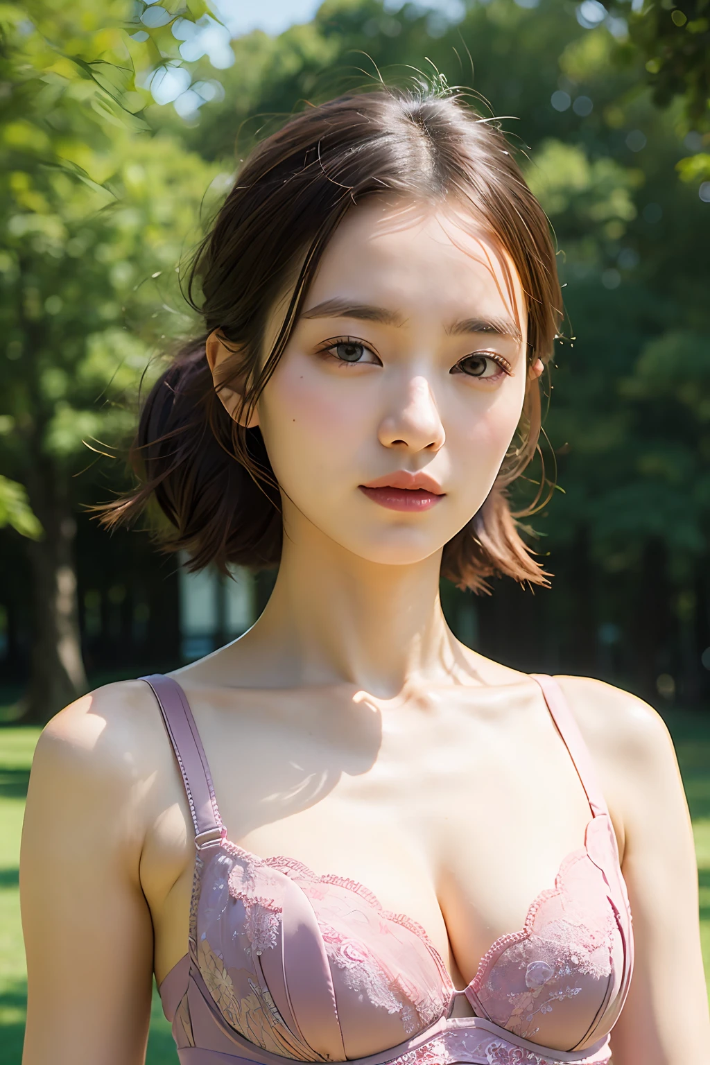 (best quality, masterpiece:1.2), A Woman, Portrait, Bra, outdoor