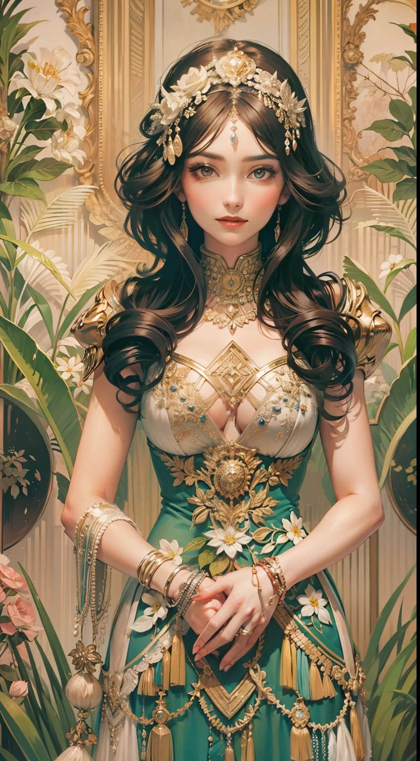 Beautiful woman in intricate Vintage Art Deco Outfit