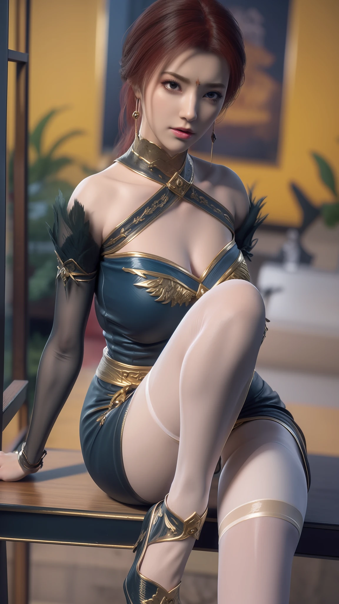 Arad woman in blue dress sitting on windowsill, cute anime waifu in a nice dress, trending on cgstation, 8K high quality detailed art, anime barbie in white stockings, highly detailed exquisite fanart, Extremely detailed Artgerm, the anime girl is crouching, flowing magical robe, beautiful and seductive anime woman, WLOP and Sakimichan