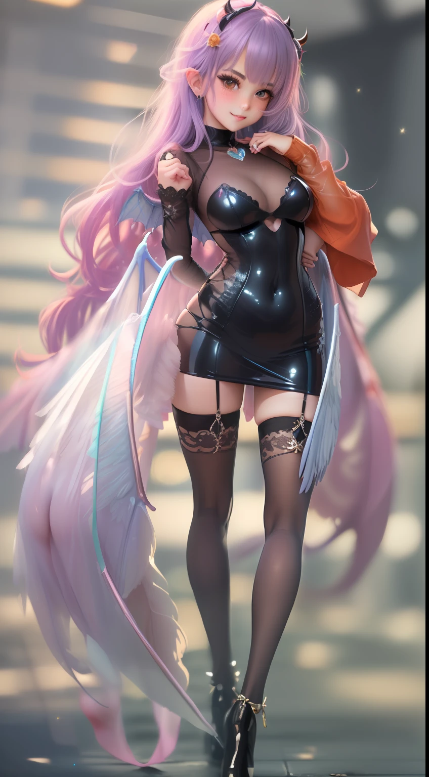 ((top-quality, 8K, ​masterpiece:1.4)), (Photorealsitic, Raw photography, Top image quality:1.5), beautiful  lighting, Movies in which girls shine, realistic shadow, huge filesize, Vibrant colors, Brilliant image quality, colourfull, Fantasia [hight resolution], (16-year-old beautiful girl:1.6), (Lori:1.2), (Junior Idol), Well-formed fingers, ((Cute pose with arms crossed behind back:1.5)), ((Glittering Perfect Beautiful Girl:1.3)), a handsome, a cool, (innocent smiles:1.2), ((Super Cute Super Beautiful Girl)), (Crisp and gentle eyes), dual, (with blush cheeks:1.4), ((morning、Beautiful girl with demon wings and tail in transparent sexy black devil costume:1.4)), ((Cute blue hair with shortcuts:1.2)), ((Show me your cute naughty ass:1.7)), Perfect and beautiful body, Lovely room, Innocent Girl, Japan beautiful girl, Shines